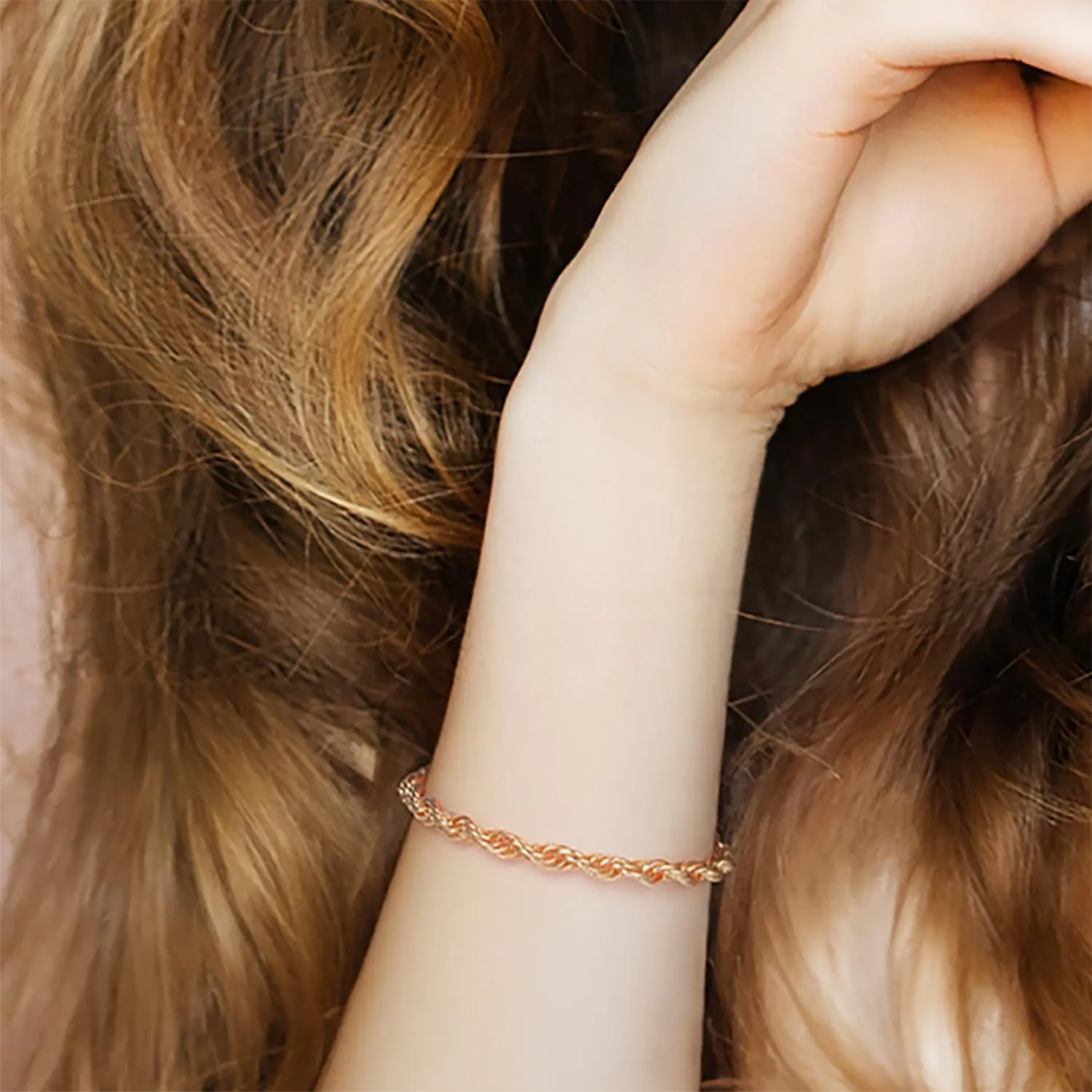 14K Gold Bracelets for Men & Women Layer Rope Chain Bracelets 4.5mm Dainty Gold Bracelet Mens Bracelet Jewelry Presents 6.5-9in