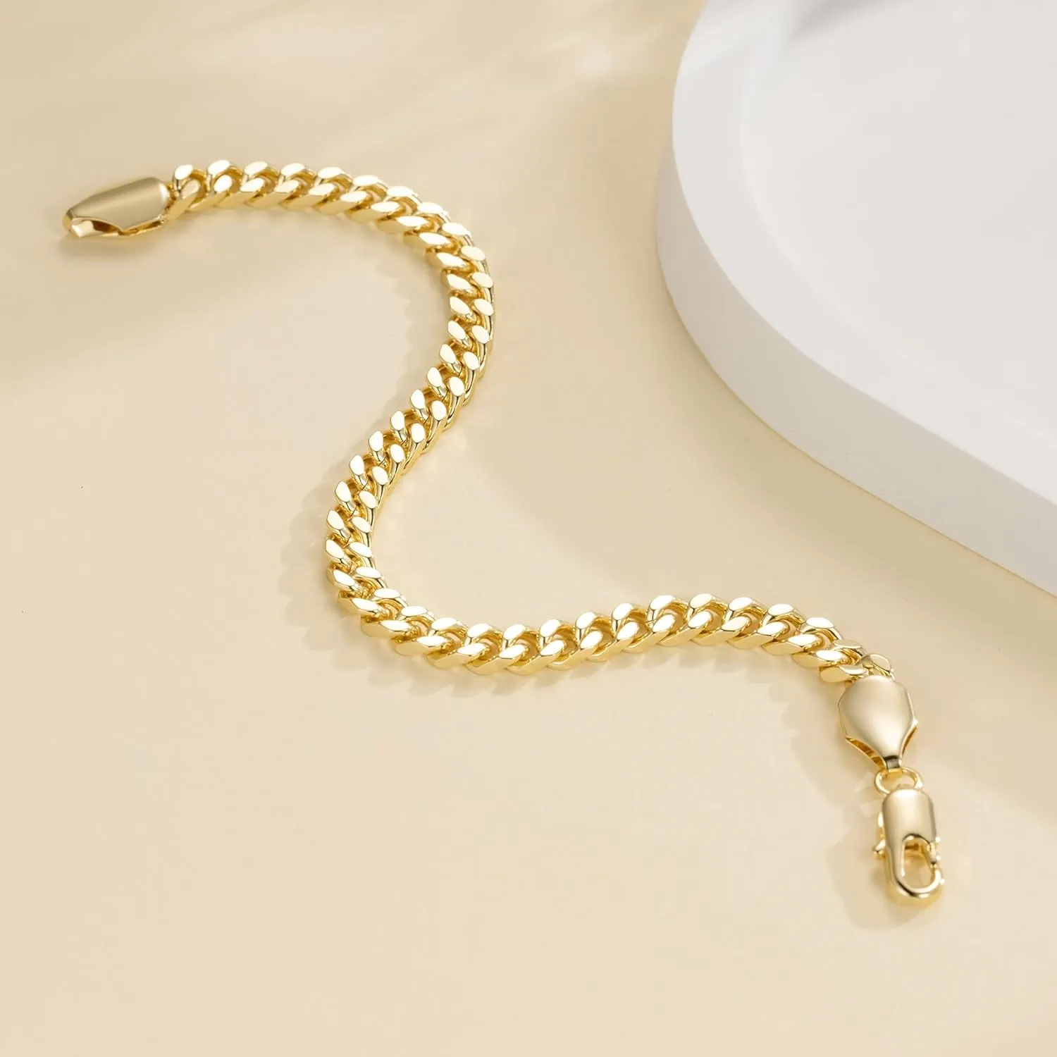 14K Gold Bracelets for Women Men Bracelet Dense Cuban Link Gold Chain Dainty Gold Bracelets Gifts for Women 6.5/7/7.5/8/9 in