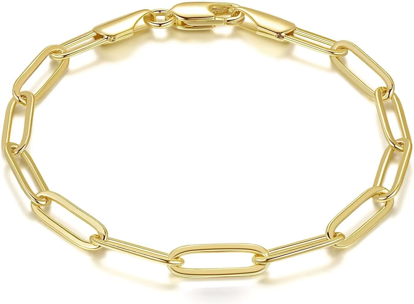 14K Gold Bracelets for Women Non Tarnish Bracelet for Men Paperclip Gold Chain Bracelets 5 Sizes 6.5in-9in Excellent for Stacking and Present