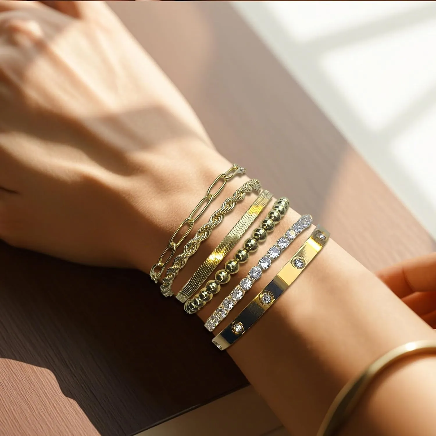 14K Gold Plated Bracelet,Jewelry sets for Women,Gold Bracelets for Women non Tarnish,Bracelets for Women Trendy,Gifts for WomenStackable Bracelets for Women