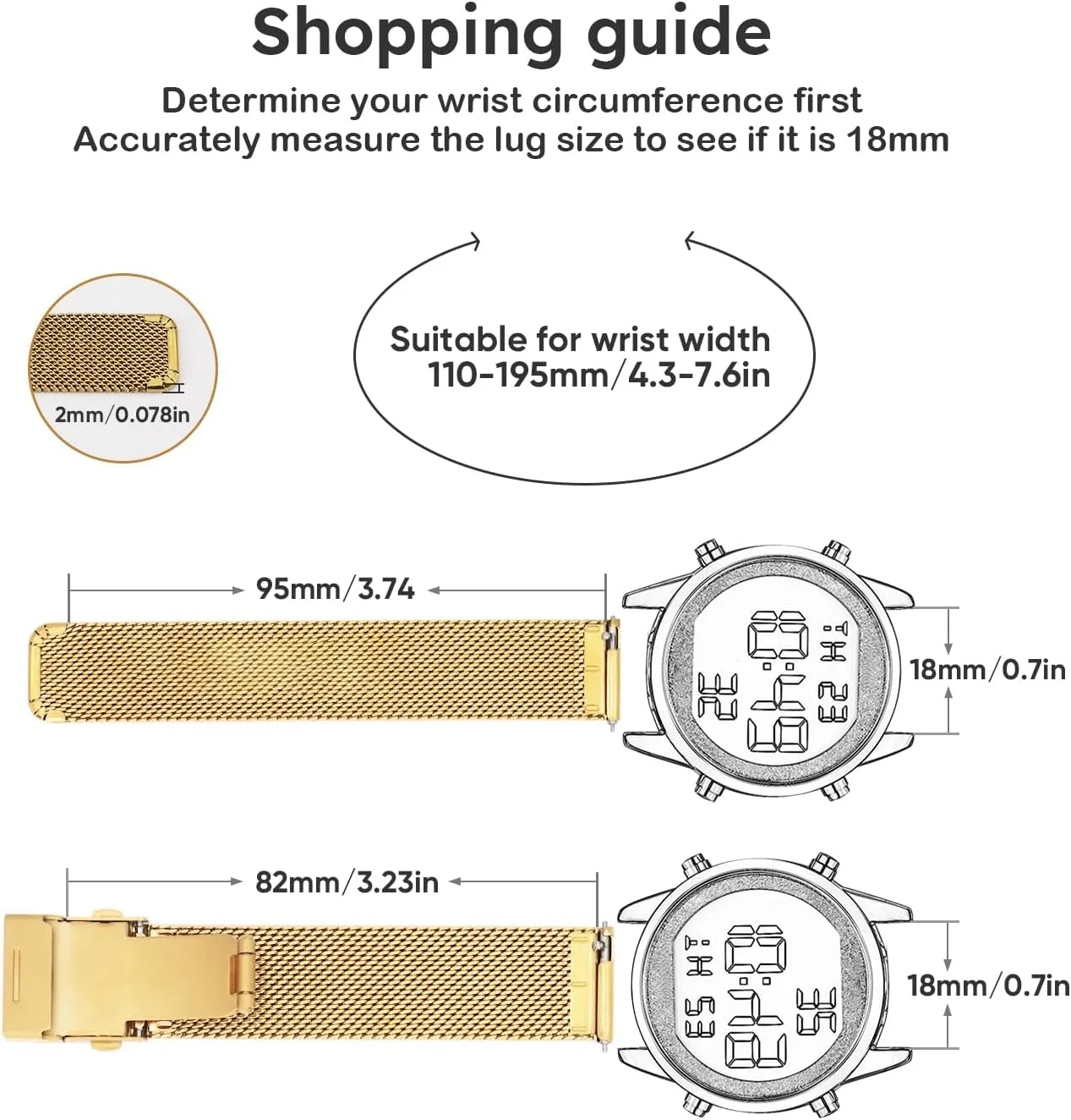 18mm Stainless Steel Mesh Watch Bands,Quick Release,Watch Bracelets With Folding Buckle