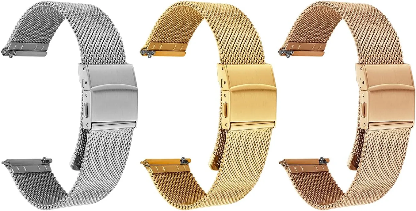 18mm Stainless Steel Mesh Watch Bands,Quick Release,Watch Bracelets With Folding Buckle