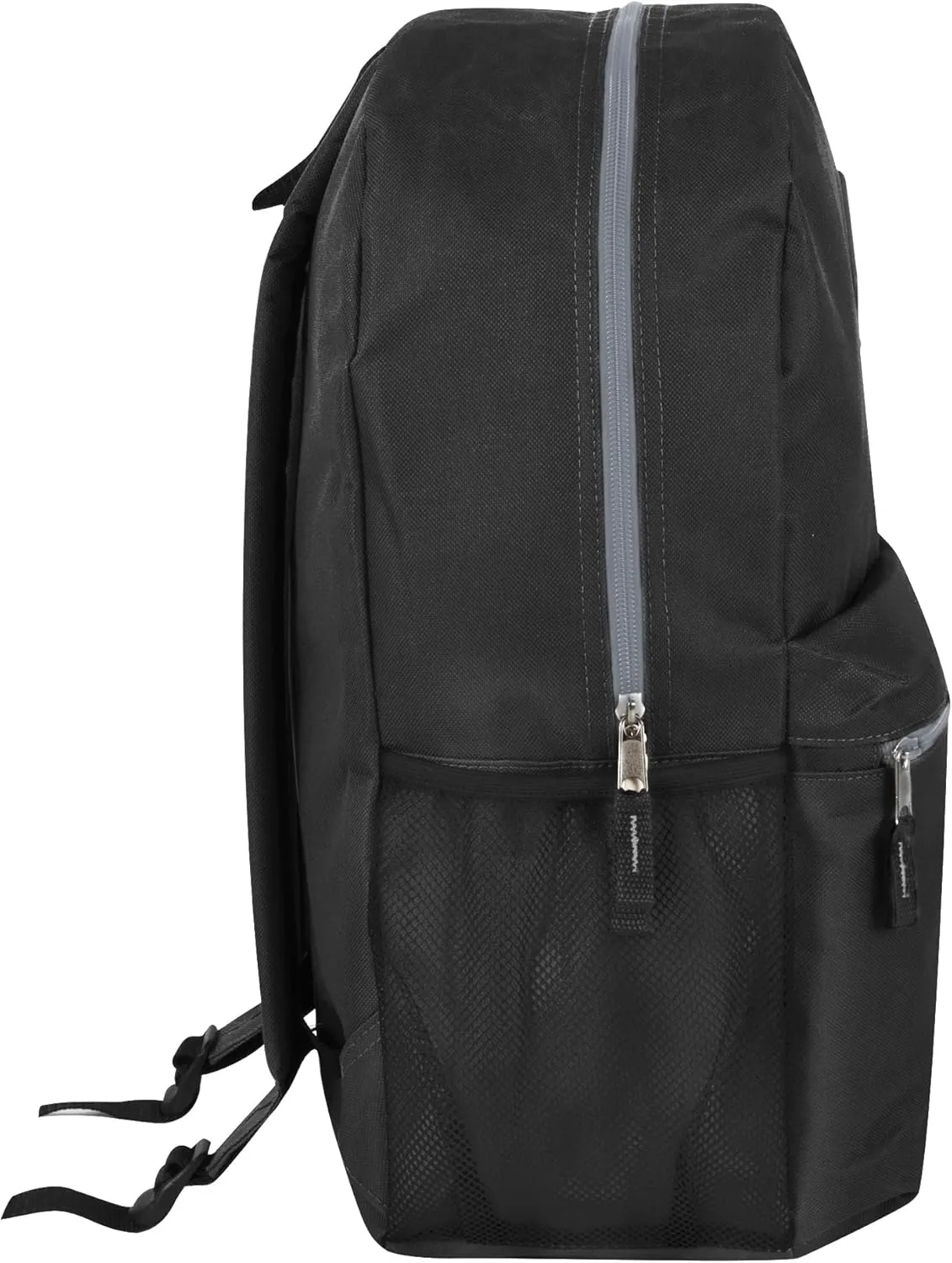 19 Inch School Backpacks with Mesh Side Pockets  Basic Large Solid Color Backpacks for Kids, Men, Women, Travel (Black/Yellow)