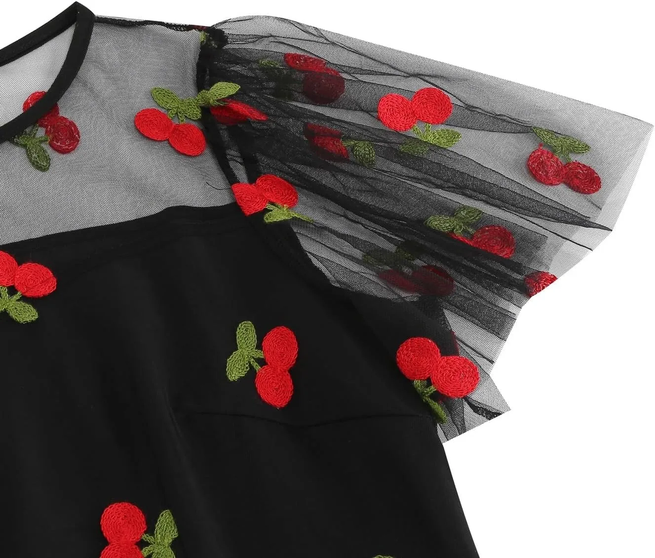 1950s Dresses for Women Vintage Cherry Printed Cocktail Rockabilly Dress A-line Swing Tulle Prom Dress
