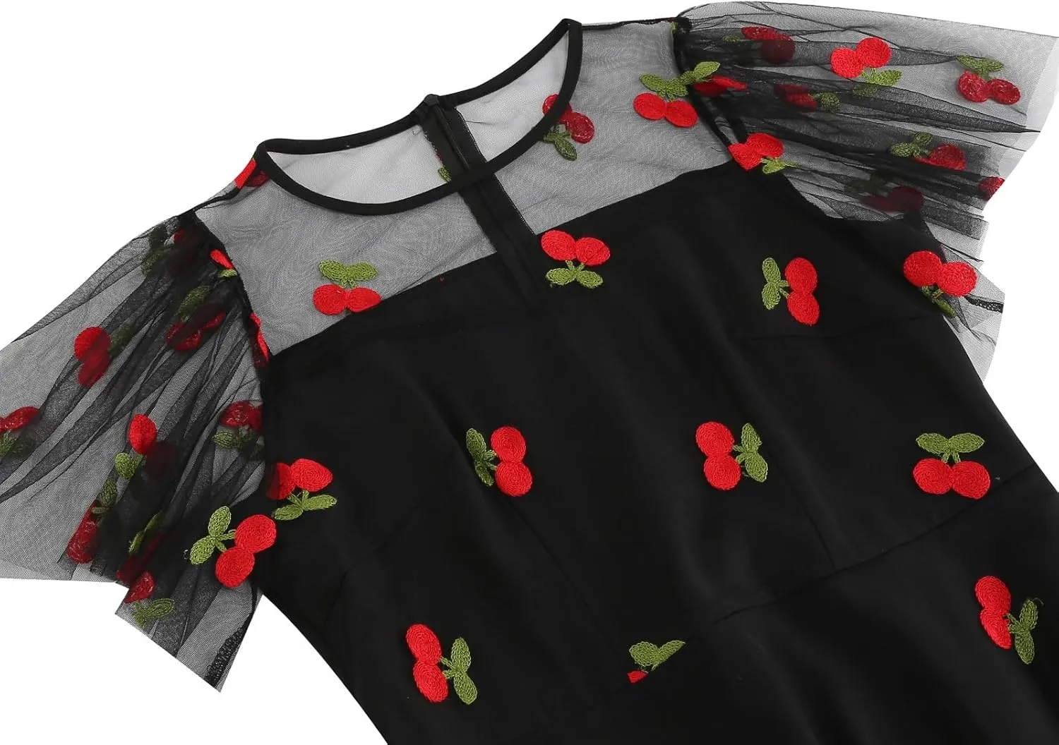 1950s Dresses for Women Vintage Cherry Printed Cocktail Rockabilly Dress A-line Swing Tulle Prom Dress