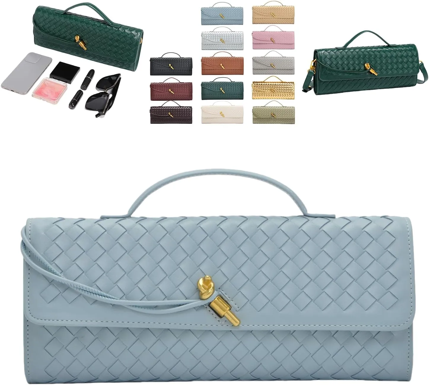 2025 Handbag for Women, Fashion Evening Shoulder Bag, Woven Crossbody Bag, PU Leather Handmade Clutch Purse