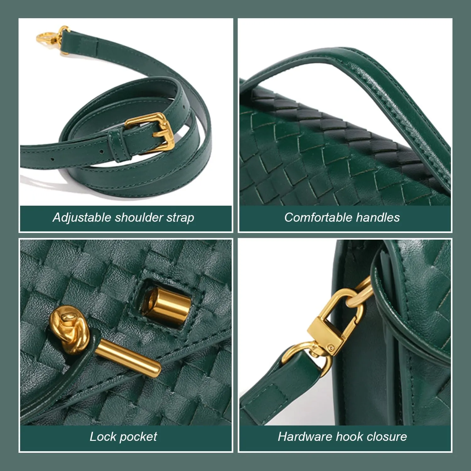 2025 Handbag for Women, Fashion Evening Shoulder Bag, Woven Crossbody Bag, PU Leather Handmade Clutch Purse