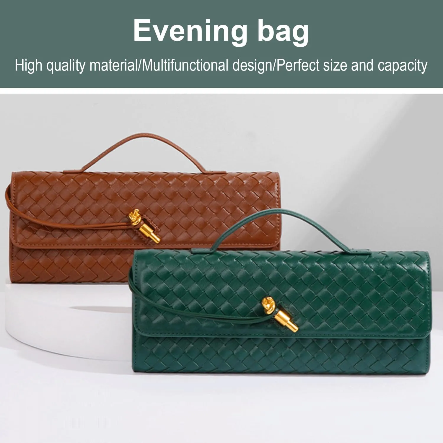 2025 Handbag for Women, Fashion Evening Shoulder Bag, Woven Crossbody Bag, PU Leather Handmade Clutch Purse