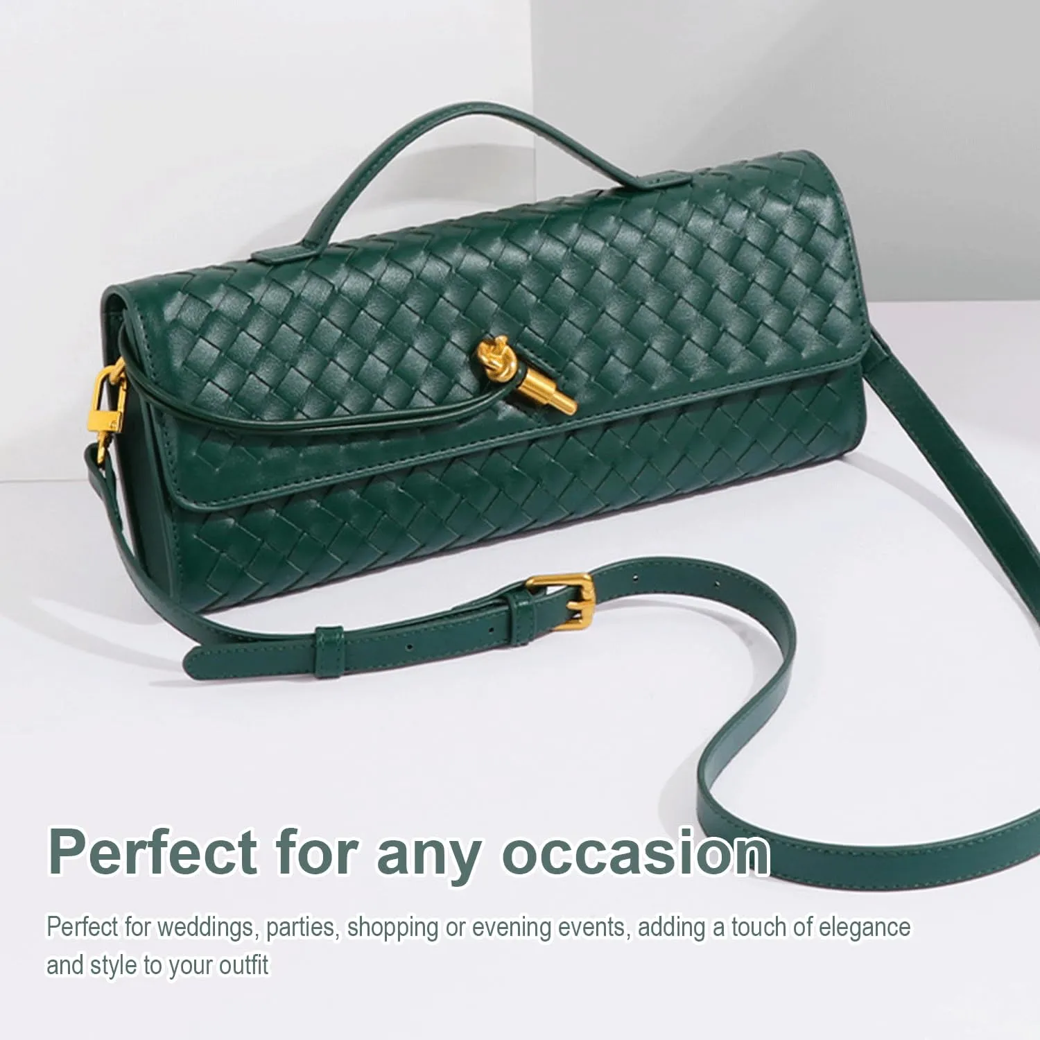 2025 Handbag for Women, Fashion Evening Shoulder Bag, Woven Crossbody Bag, PU Leather Handmade Clutch Purse