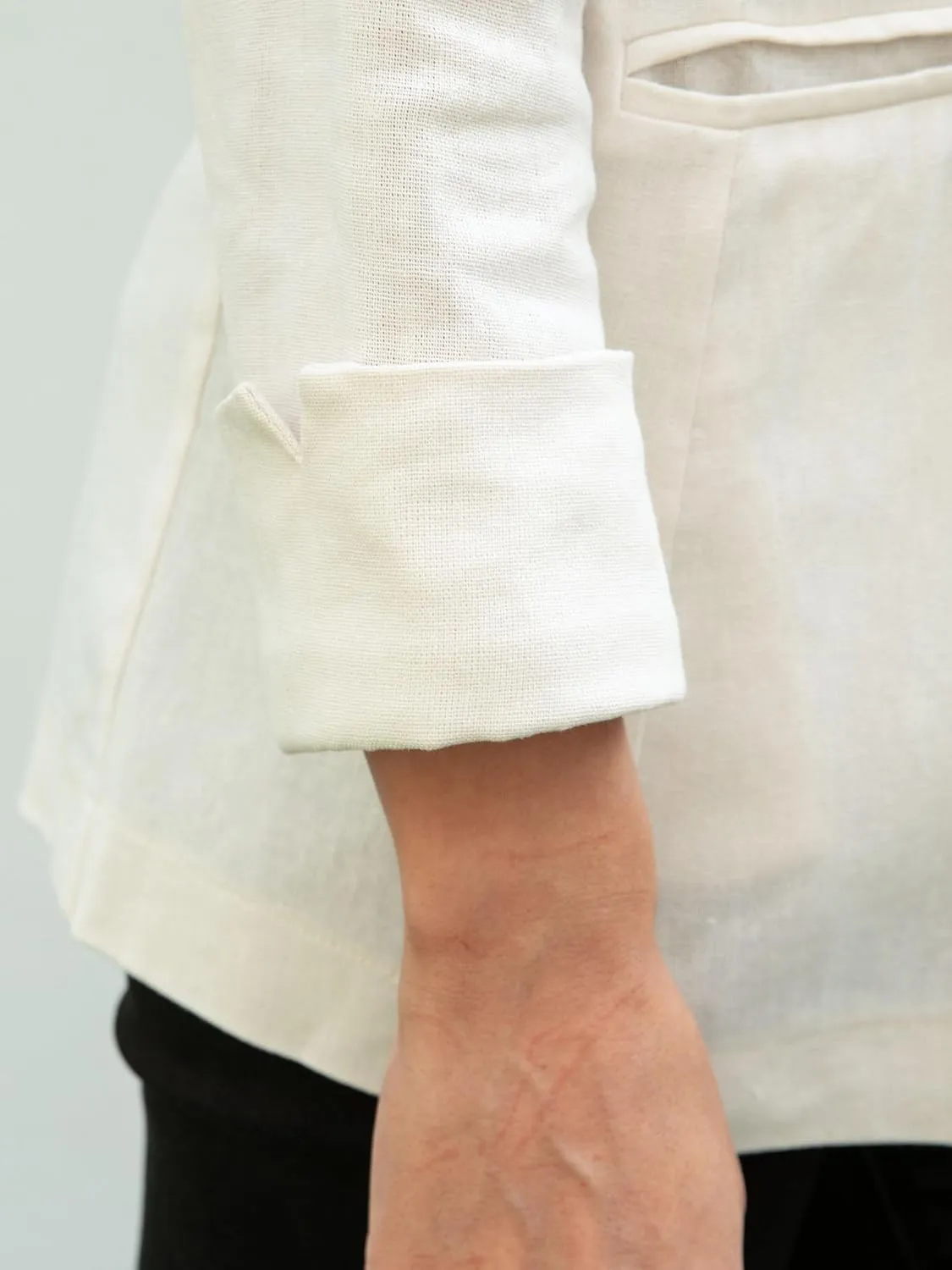 2025 Women's One Button Linen Blazers 3/4 Sleeve Casual Suit Jackets