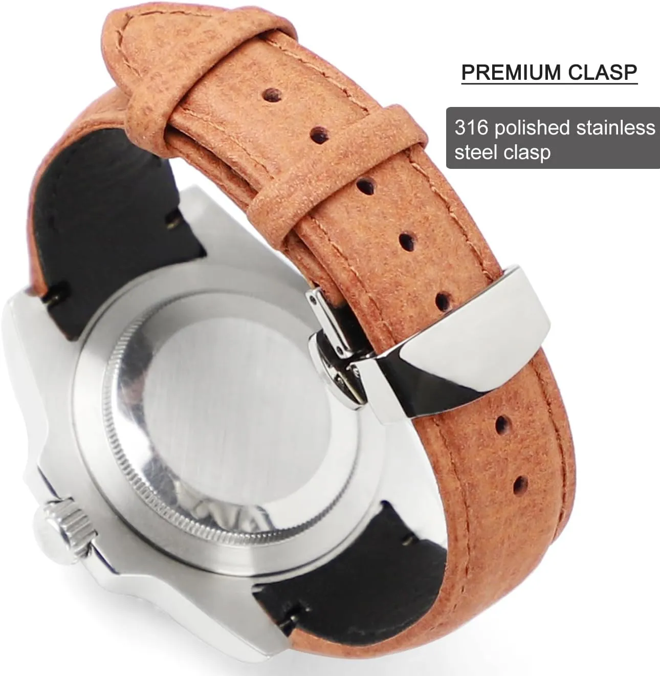 20mm Curved End Retro Leather Watch Band for Rolex Submariner 40mm,Daytona,GMT-Master 40mm,Yacht-Master,Explorer I Leather Watch Strap Replacement Rolex Bracelet Men Women