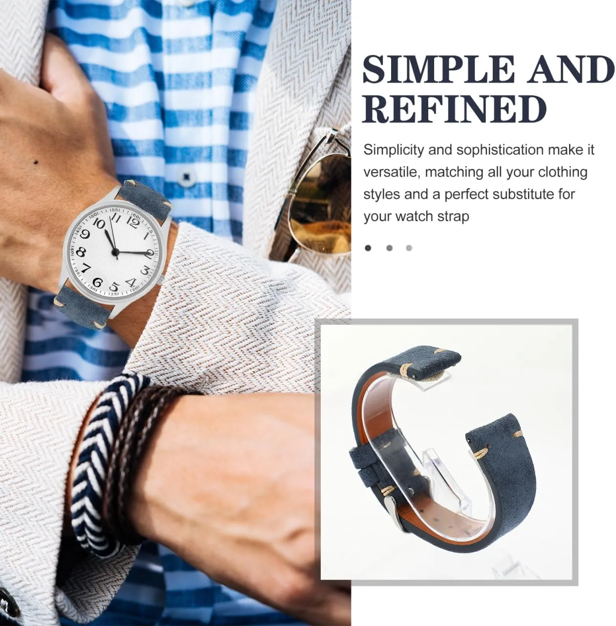 2pcs Suede Leather Strap Watch Straps for Men Watch Bands for Men Mens Leather Watch Leather Watchband, Greyx2pcs