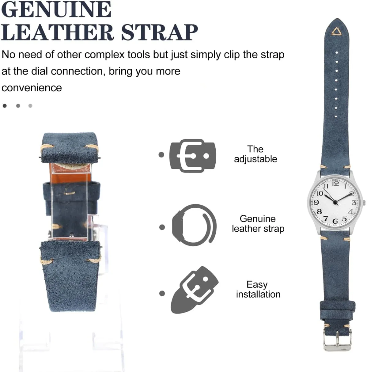 2pcs Suede Leather Strap Watch Straps for Men Watch Bands for Men Mens Leather Watch Leather Watchband, Greyx2pcs