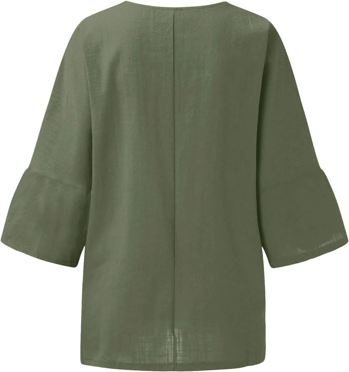 3/4 Length Sleeve Womens Tops 2025 Spring Crewneck Going Out Blouse Cotton Linen Casual Three Quarter Sleeve Shirts