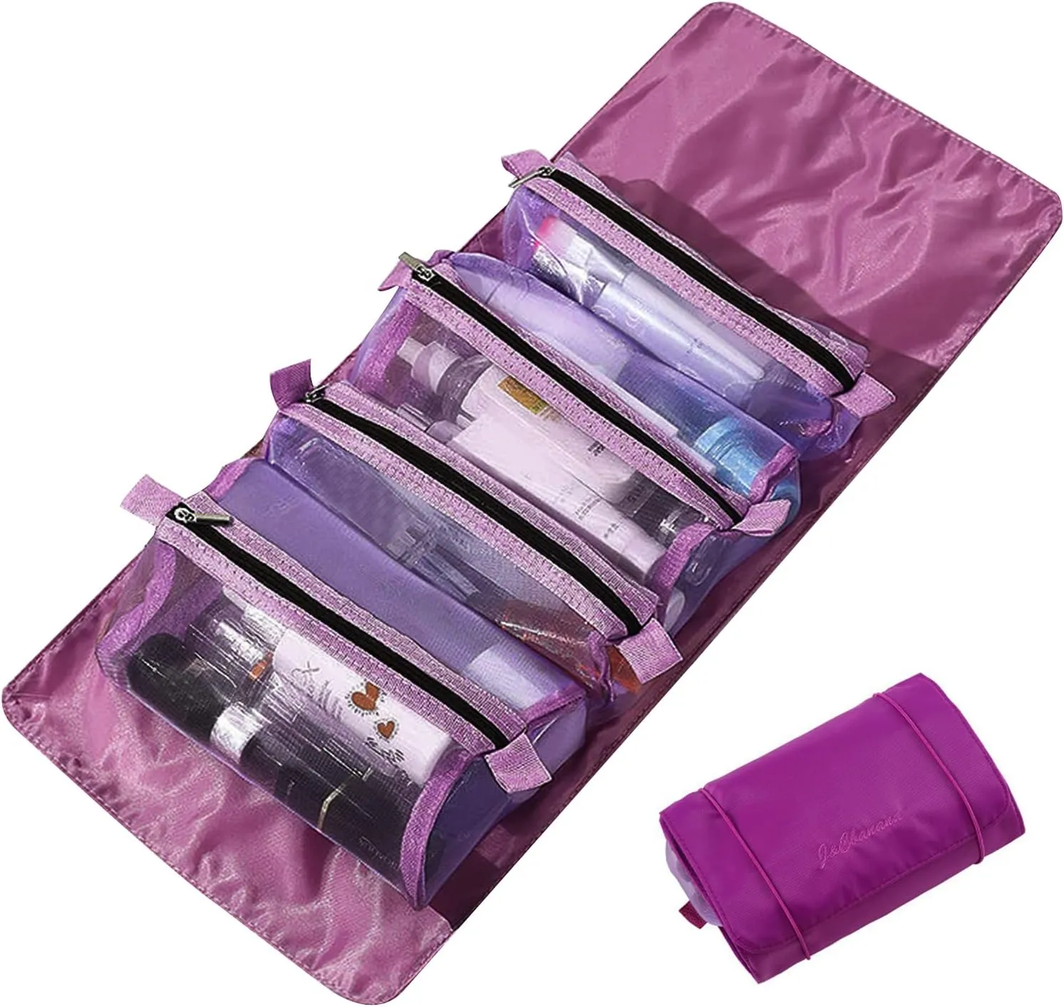 4 In 1 Detachable Toiletry Bag Hanging Roll-Up Makeup Bag Large Capacity Travel Wash Bag Mesh Cosmetic Bag Portable Foldable Toiletry Bag Waterproof Cosmetic Organizer Bag For Travel Daily