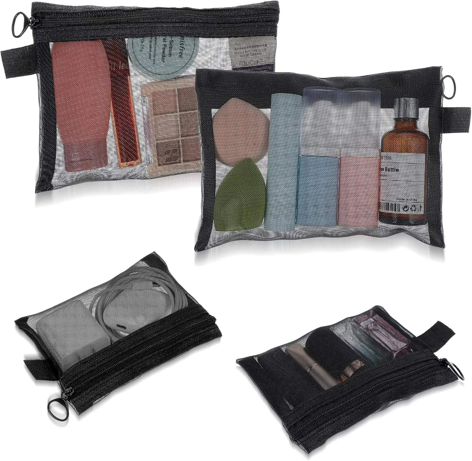 4 Pack Small Cosmetic Bag for Purse,Small Mesh Bags,Mini Zipper Pouch,Balck Mesh Makeup Bag,Travel Pouches for Daily Toiletries Office Supplies & Cosmetics Accessories Organizer(2 Sizes)