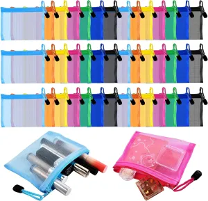 42 Pcs Mini Zipper Mesh Bags, 5 x 4 Inch Small Makeup Bag Lipstick Cosmetic Accessories Organizer Nylon Makeup Zipper Pouch Beauty Travel Toiletry Bag Kit for Women (7 Colors)