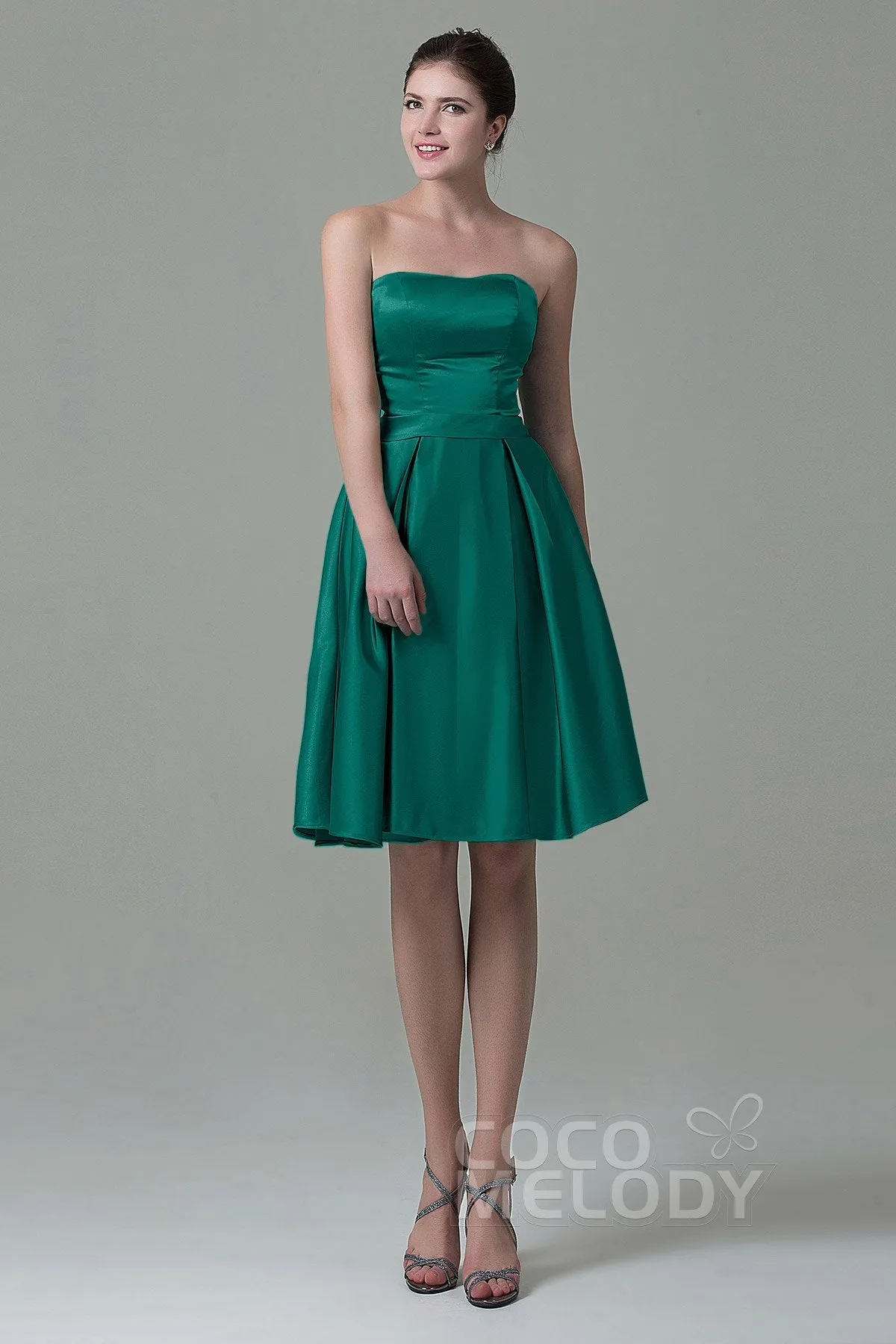 A-Line Knee Length Satin Bridesmaid Dress COZK1500A
