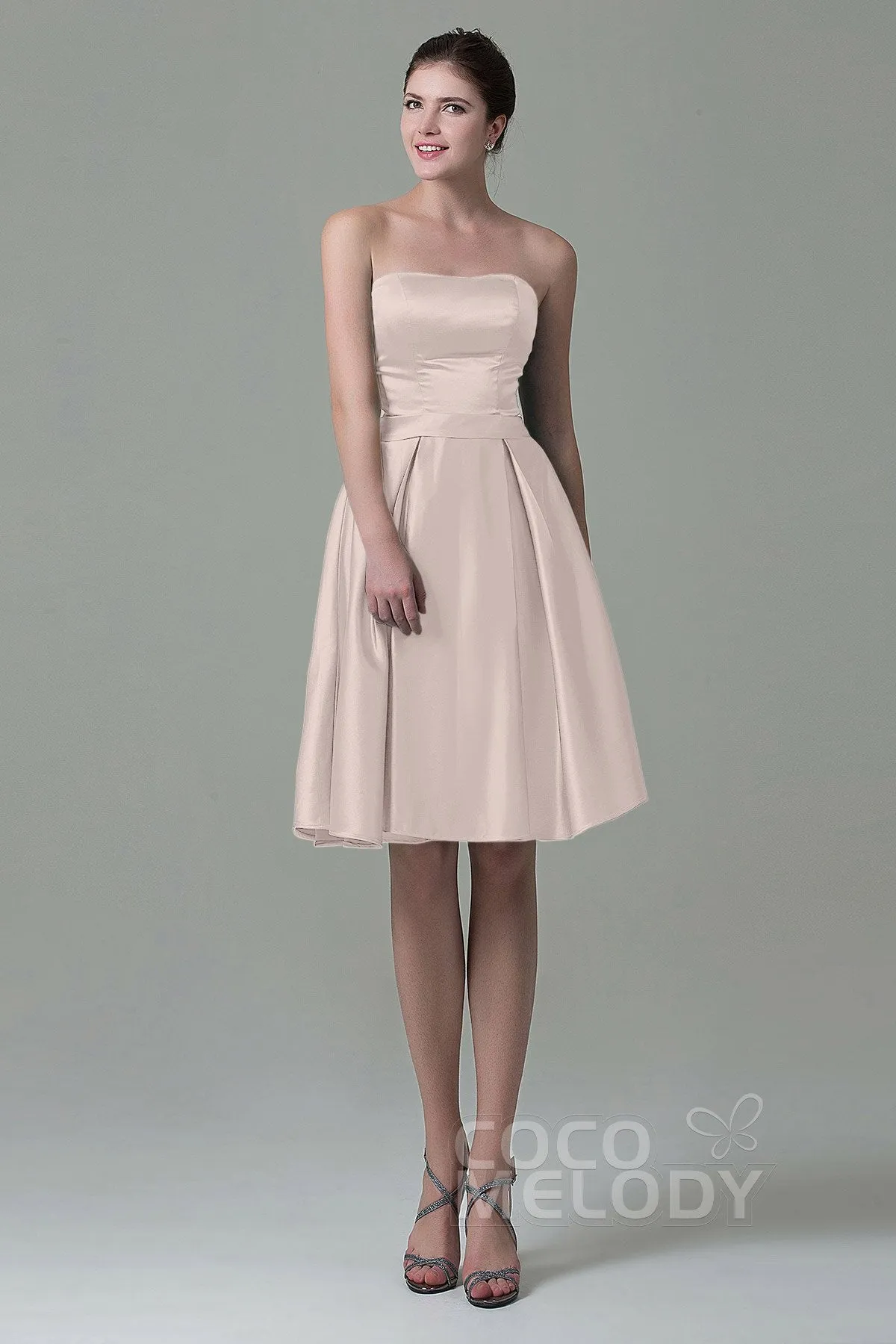 A-Line Knee Length Satin Bridesmaid Dress COZK1500A