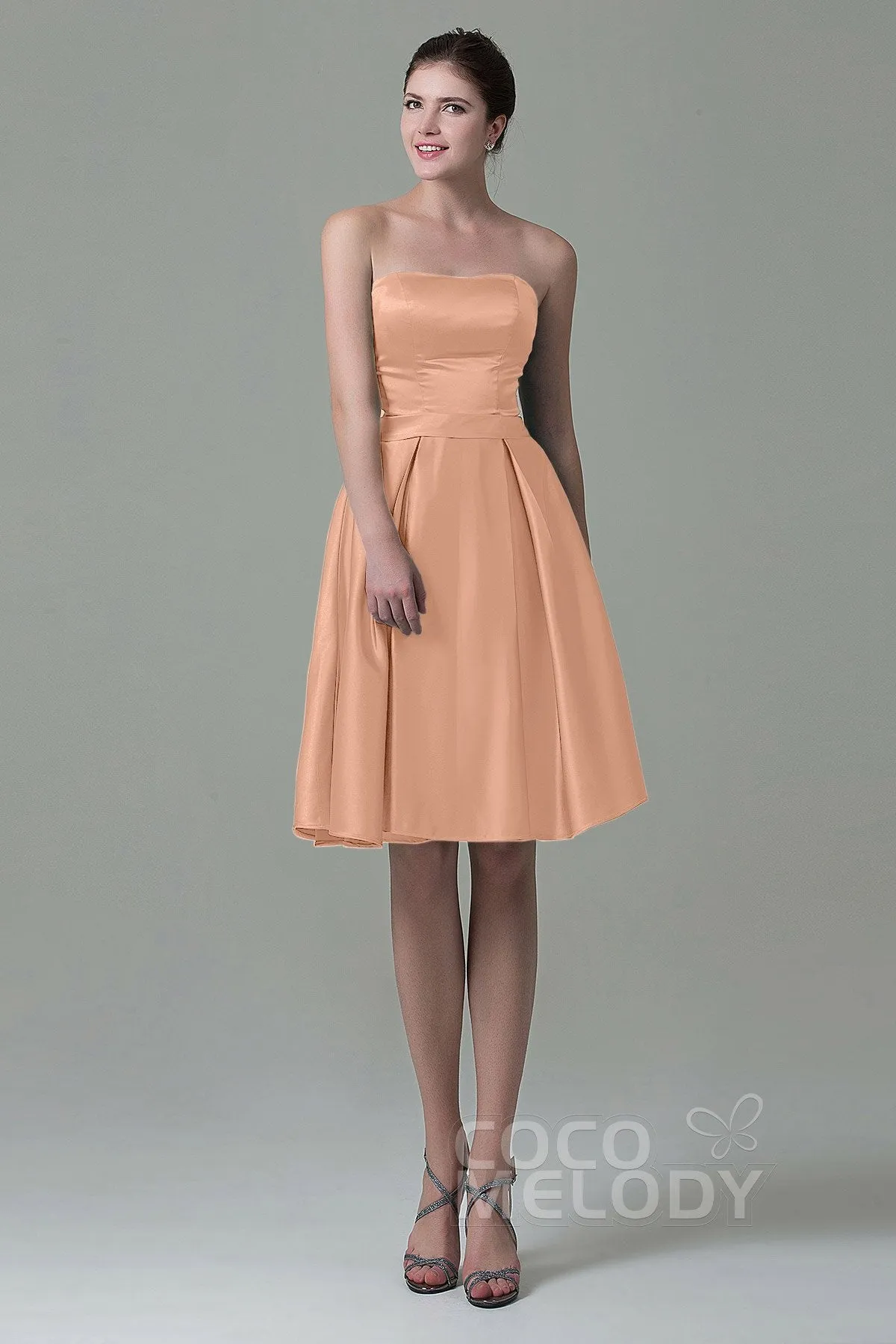 A-Line Knee Length Satin Bridesmaid Dress COZK1500A