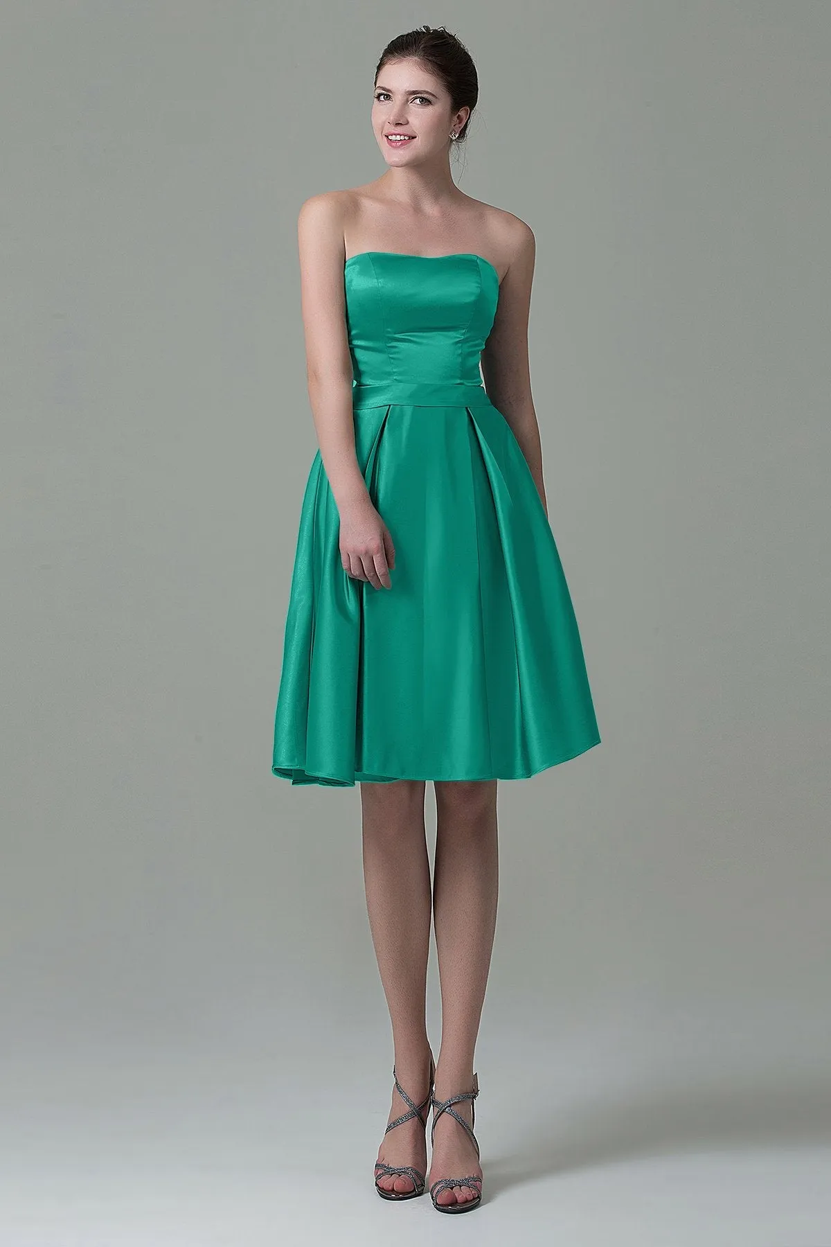 A-Line Knee Length Satin Bridesmaid Dress COZK1500A