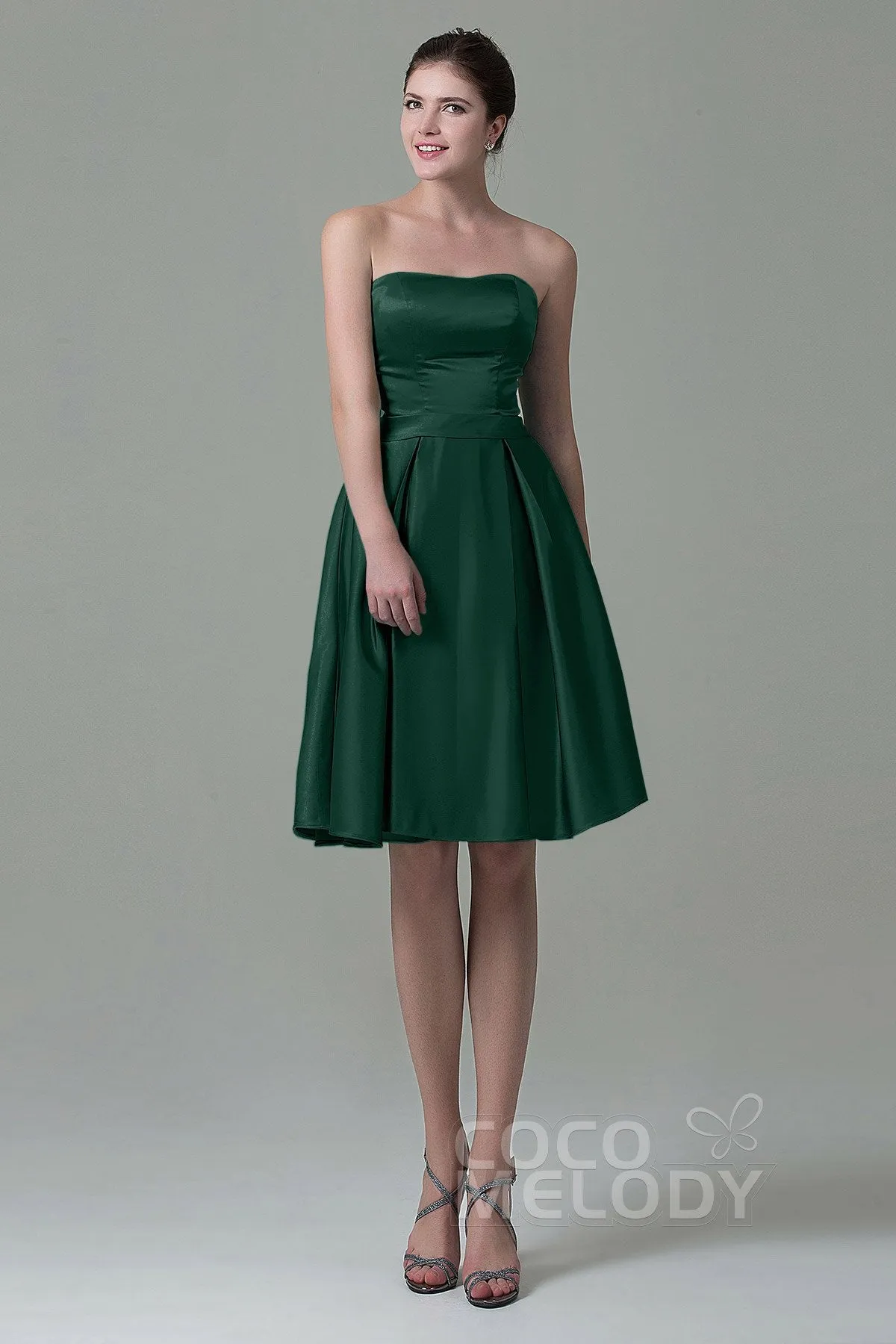 A-Line Knee Length Satin Bridesmaid Dress COZK1500A
