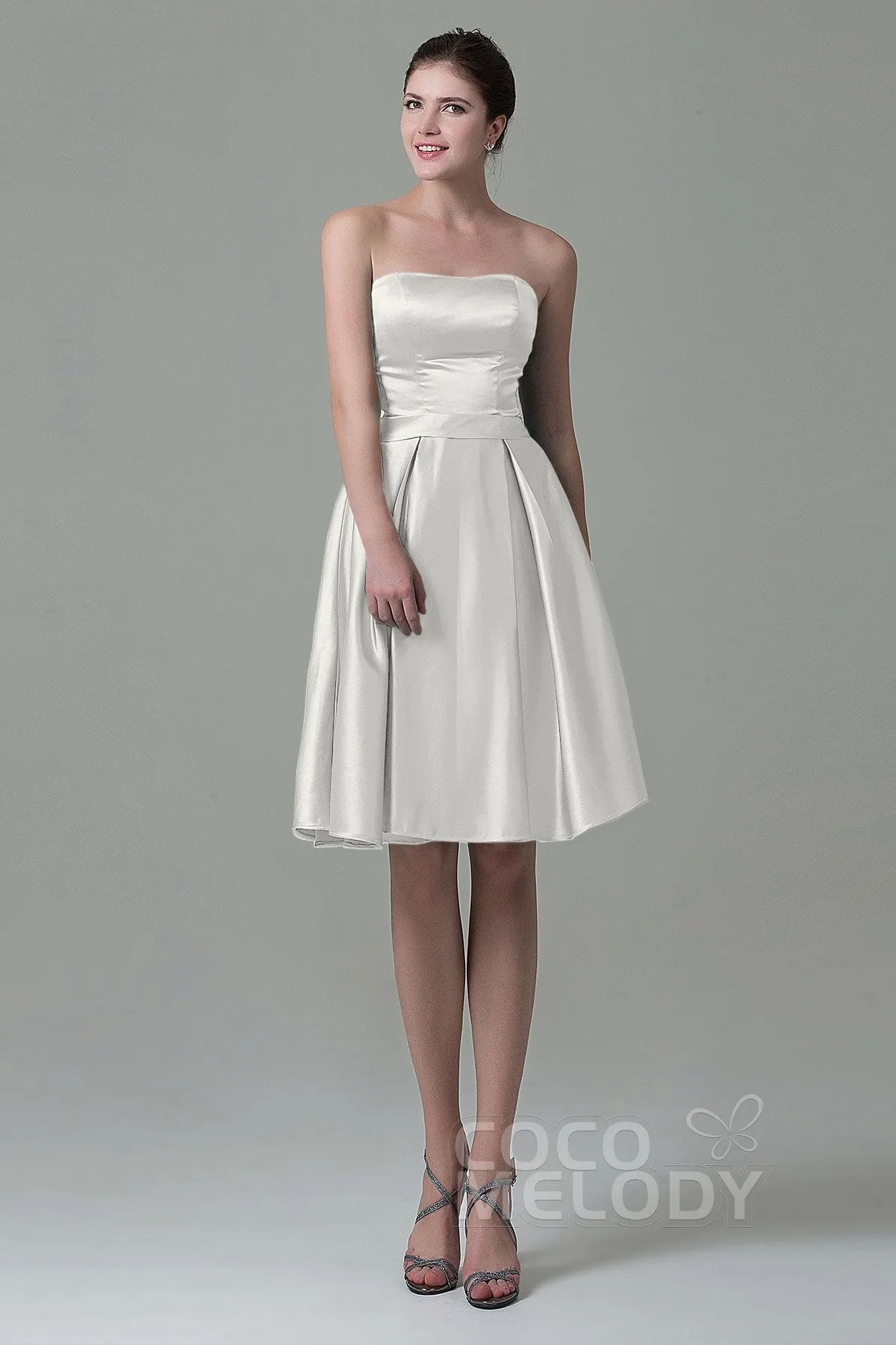 A-Line Knee Length Satin Bridesmaid Dress COZK1500A