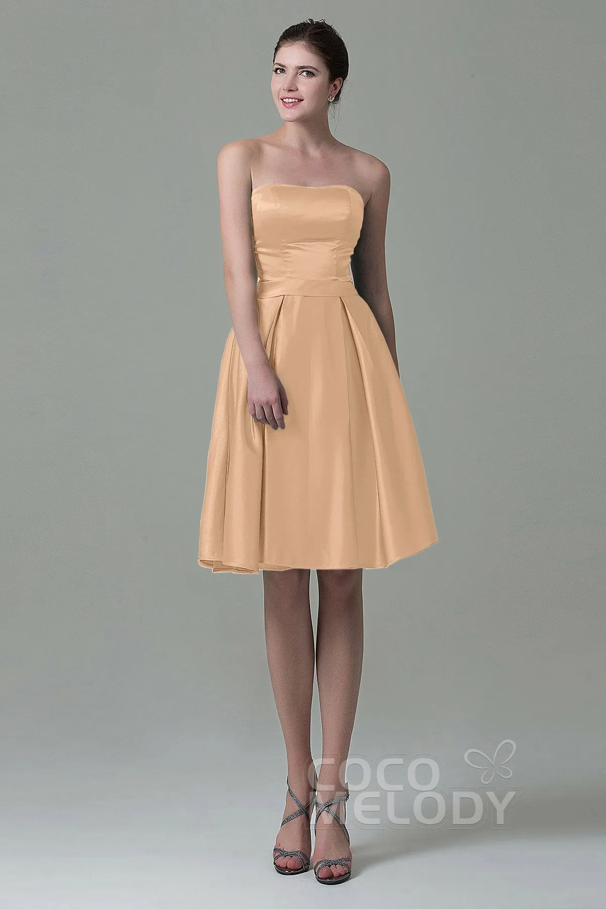 A-Line Knee Length Satin Bridesmaid Dress COZK1500A