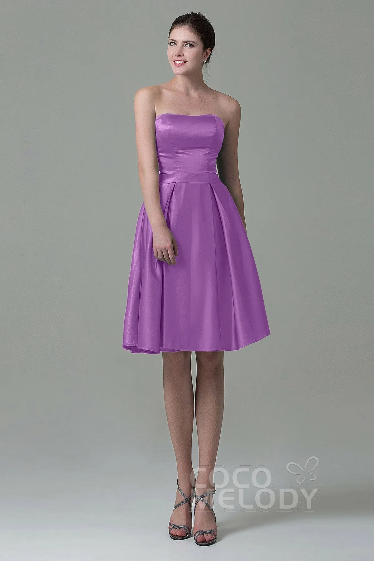 A-Line Knee Length Satin Bridesmaid Dress COZK1500A