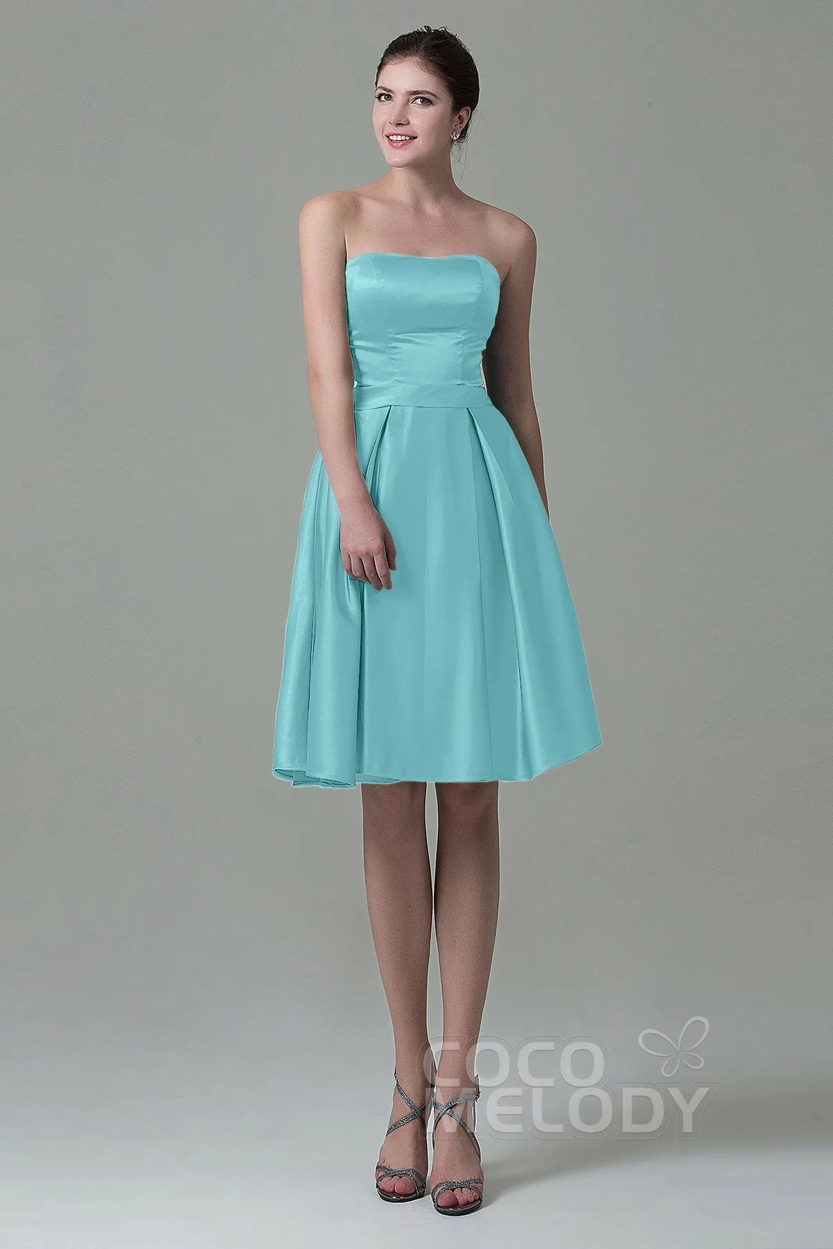 A-Line Knee Length Satin Bridesmaid Dress COZK1500A