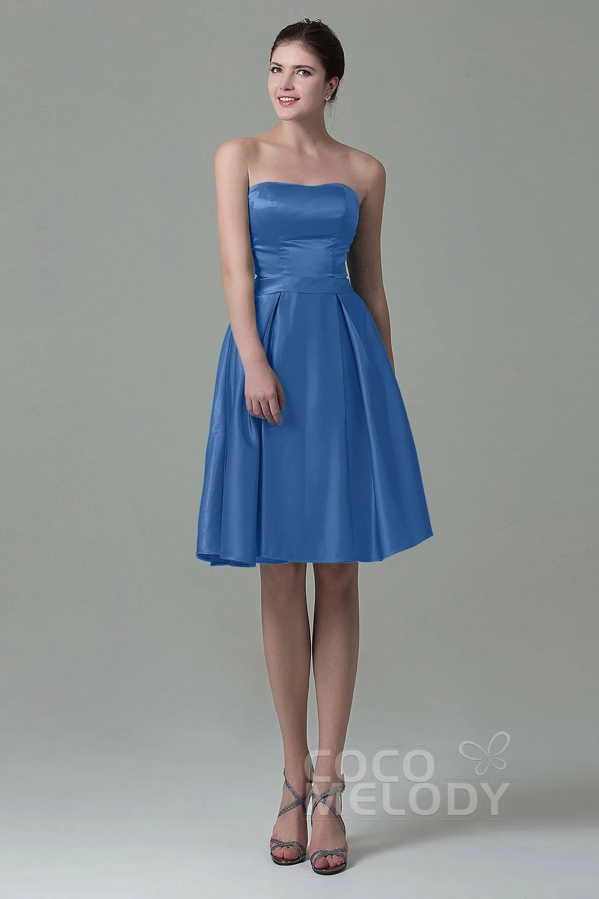 A-Line Knee Length Satin Bridesmaid Dress COZK1500A