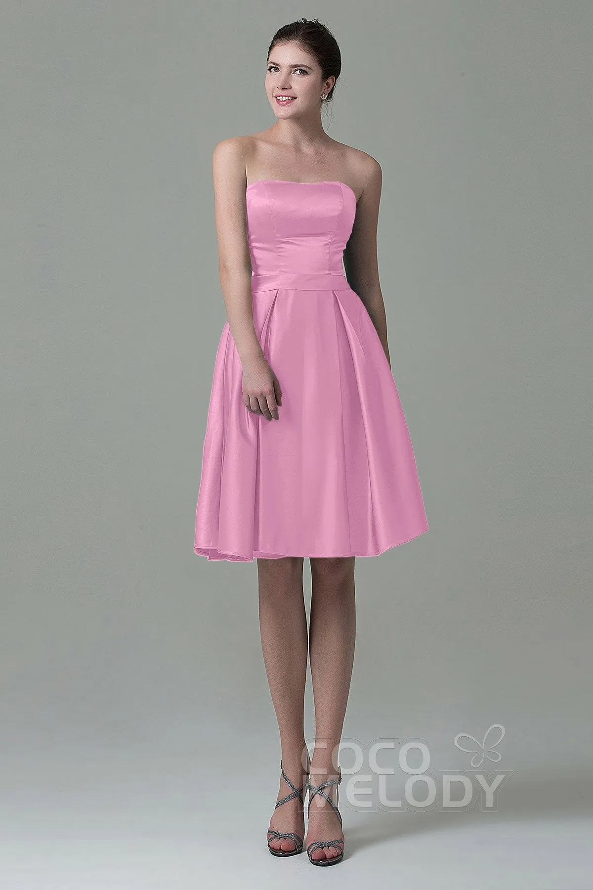 A-Line Knee Length Satin Bridesmaid Dress COZK1500A