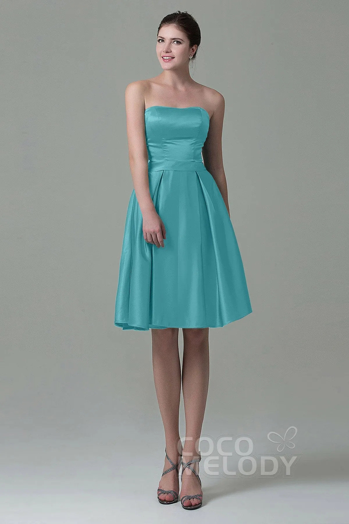 A-Line Knee Length Satin Bridesmaid Dress COZK1500A