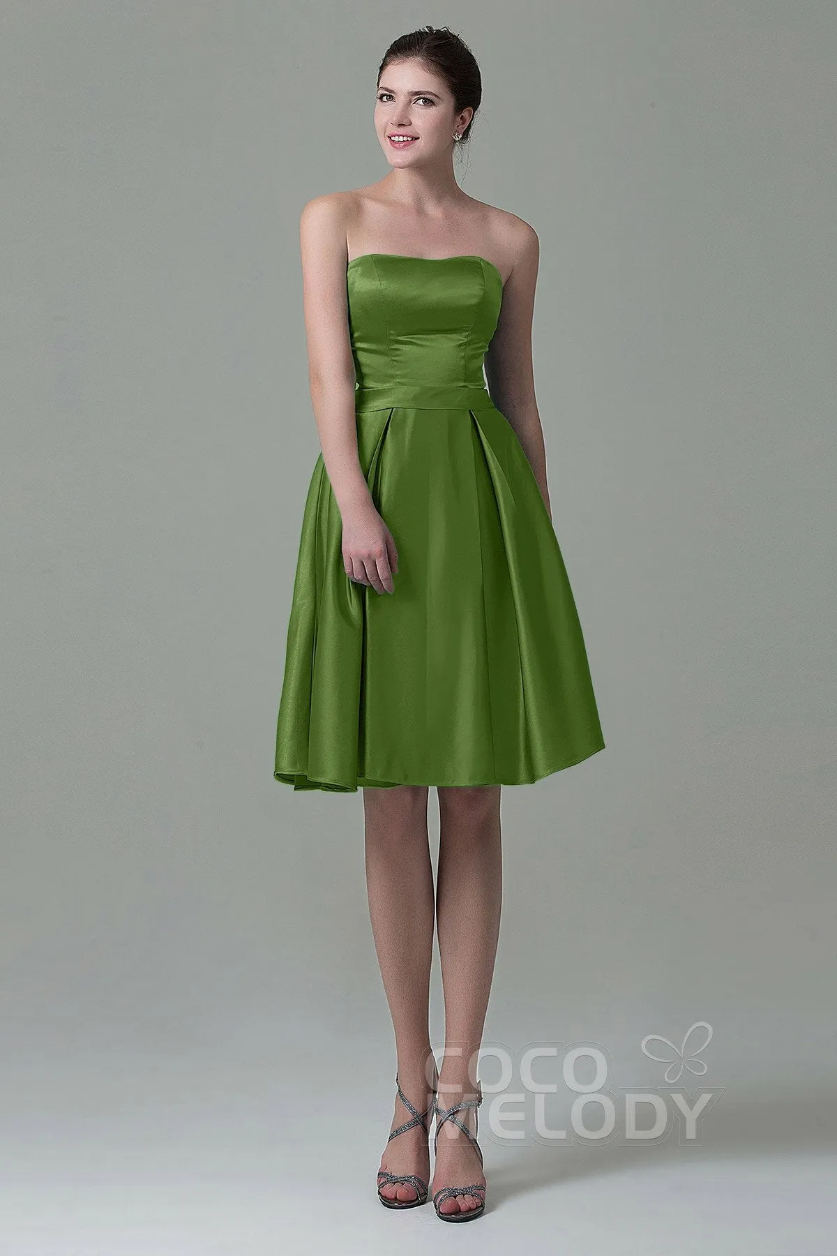 A-Line Knee Length Satin Bridesmaid Dress COZK1500A