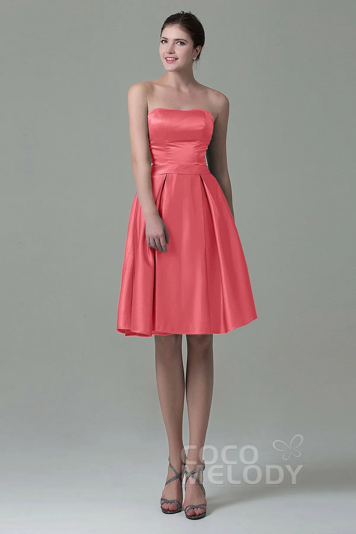 A-Line Knee Length Satin Bridesmaid Dress COZK1500A