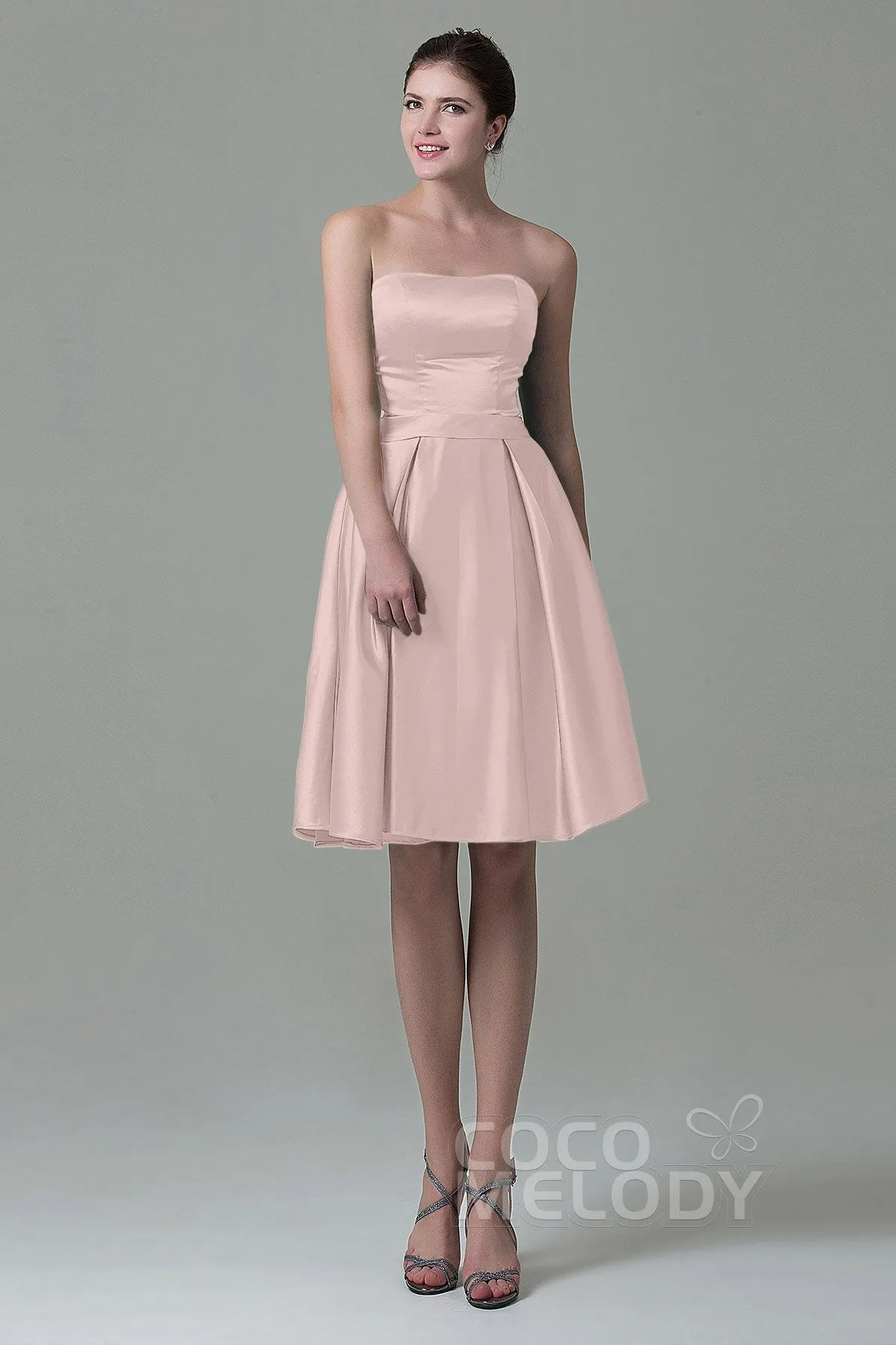 A-Line Knee Length Satin Bridesmaid Dress COZK1500A