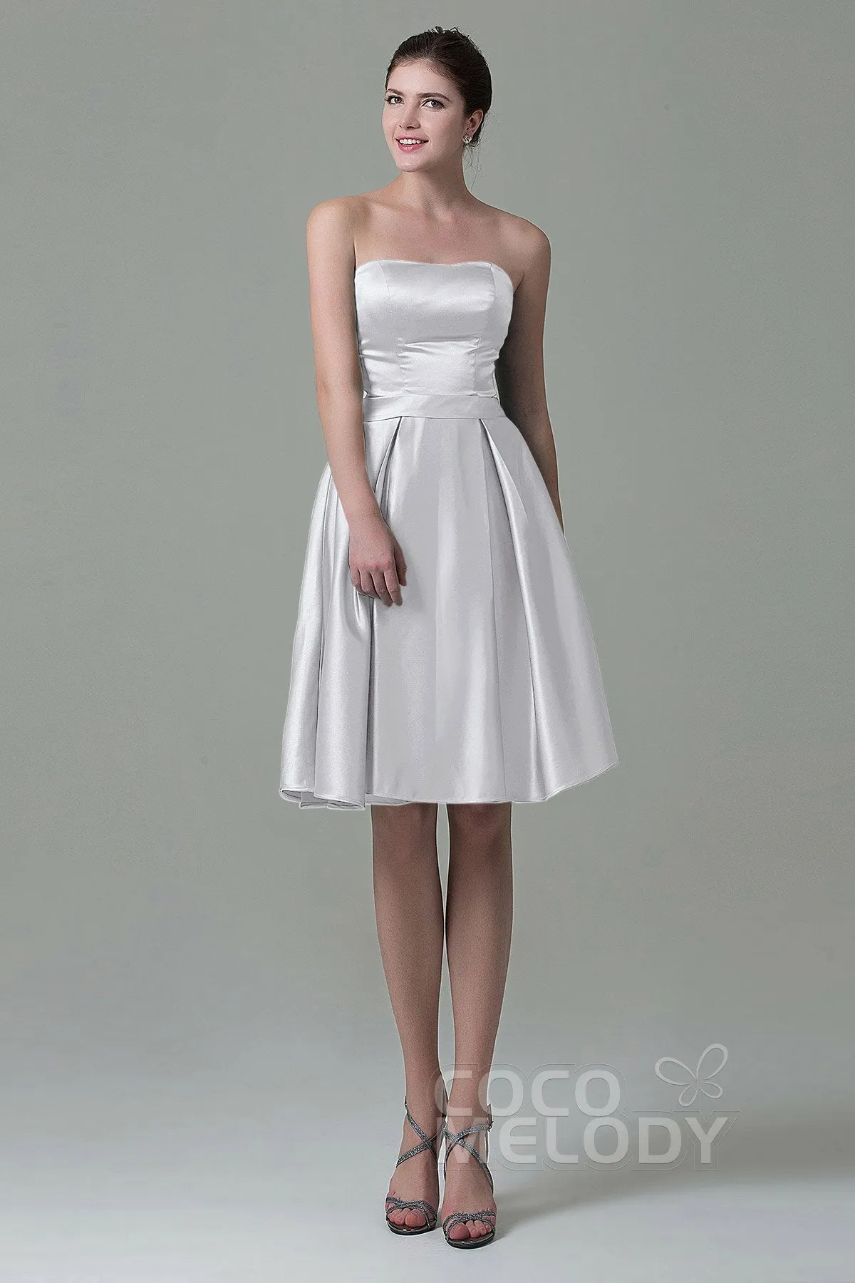 A-Line Knee Length Satin Bridesmaid Dress COZK1500A