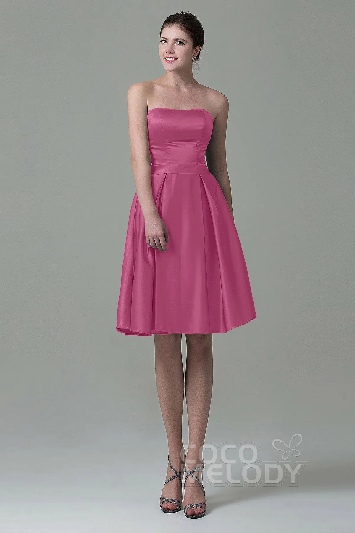 A-Line Knee Length Satin Bridesmaid Dress COZK1500A