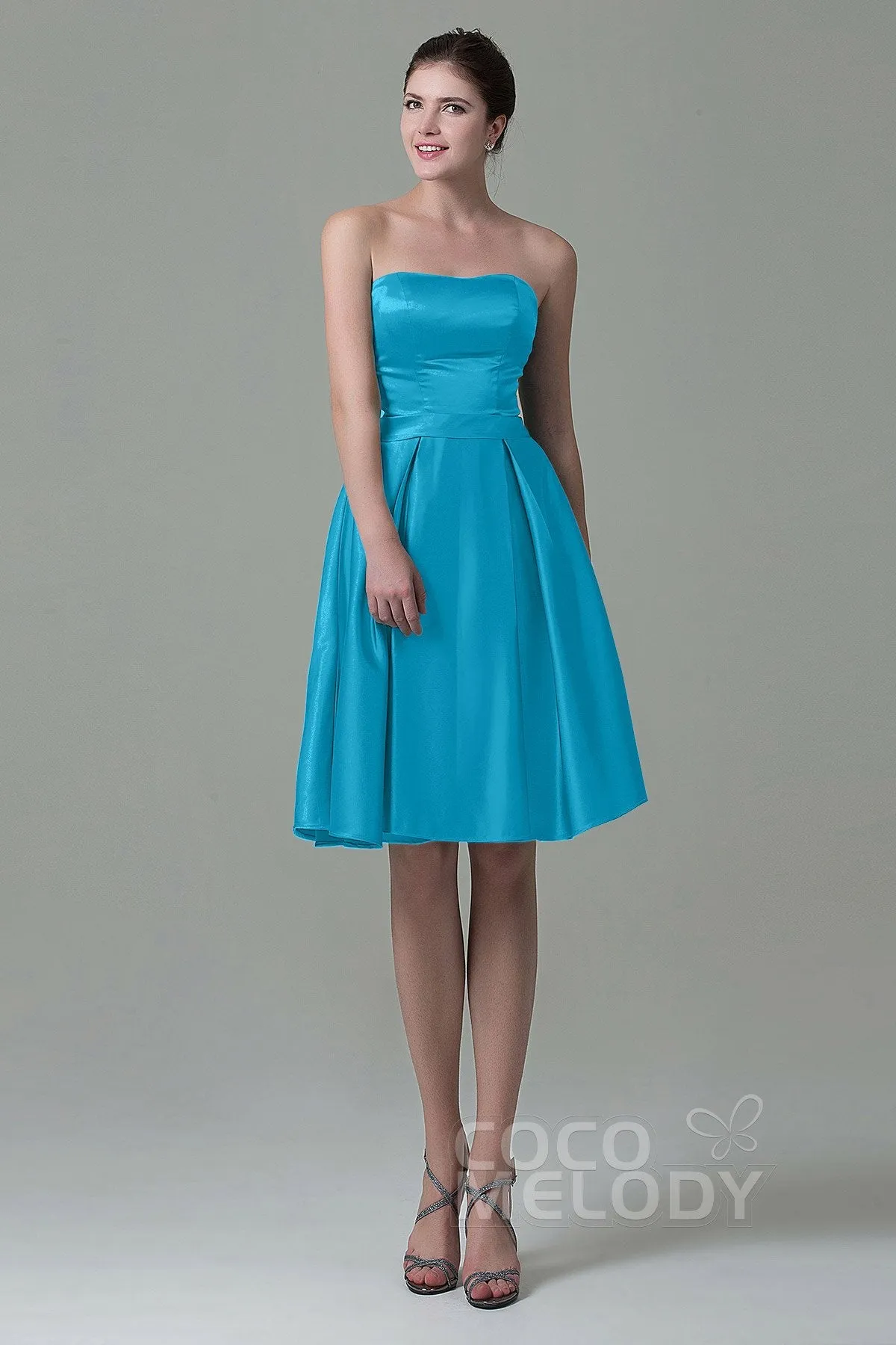 A-Line Knee Length Satin Bridesmaid Dress COZK1500A