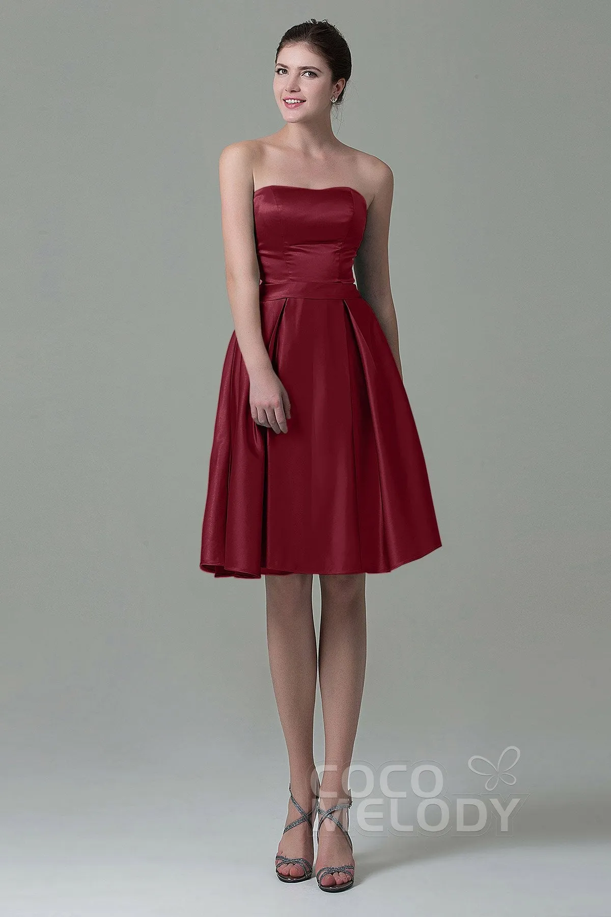 A-Line Knee Length Satin Bridesmaid Dress COZK1500A