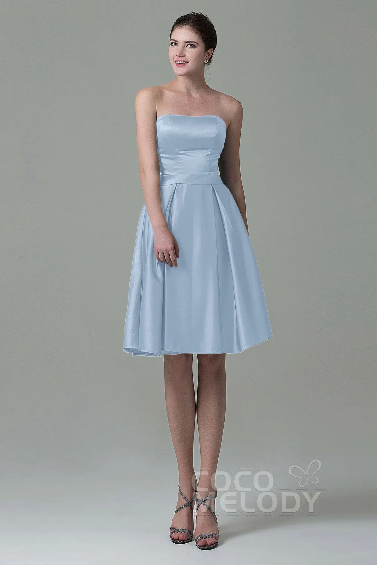 A-Line Knee Length Satin Bridesmaid Dress COZK1500A
