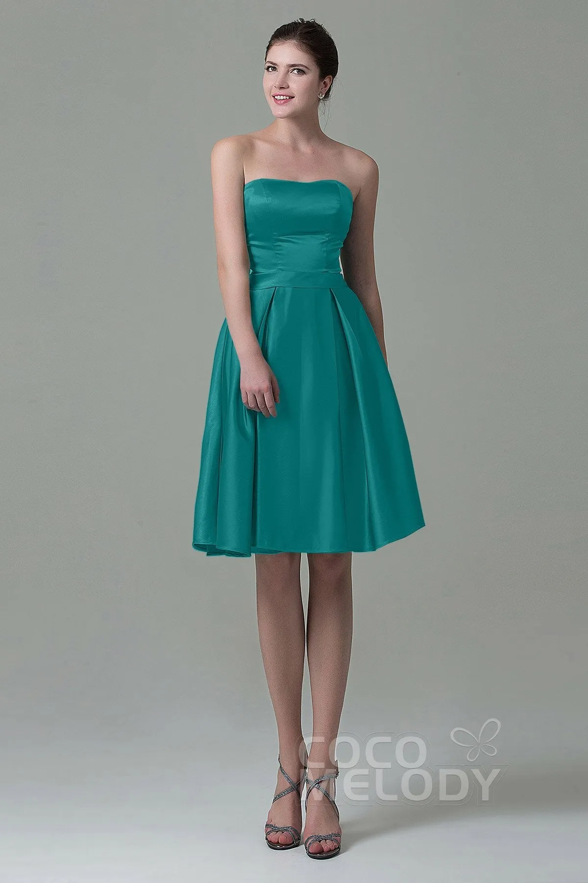 A-Line Knee Length Satin Bridesmaid Dress COZK1500A