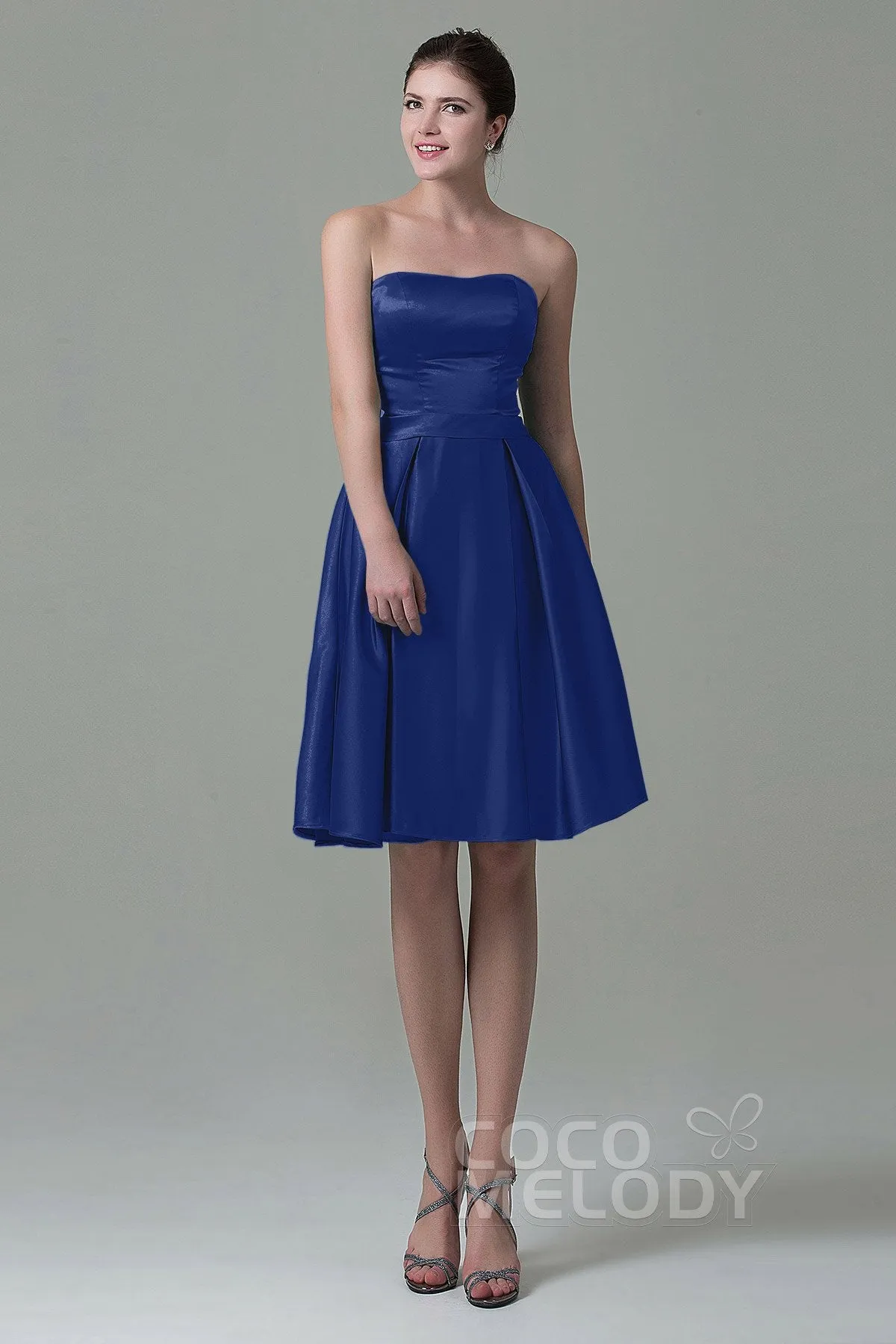 A-Line Knee Length Satin Bridesmaid Dress COZK1500A