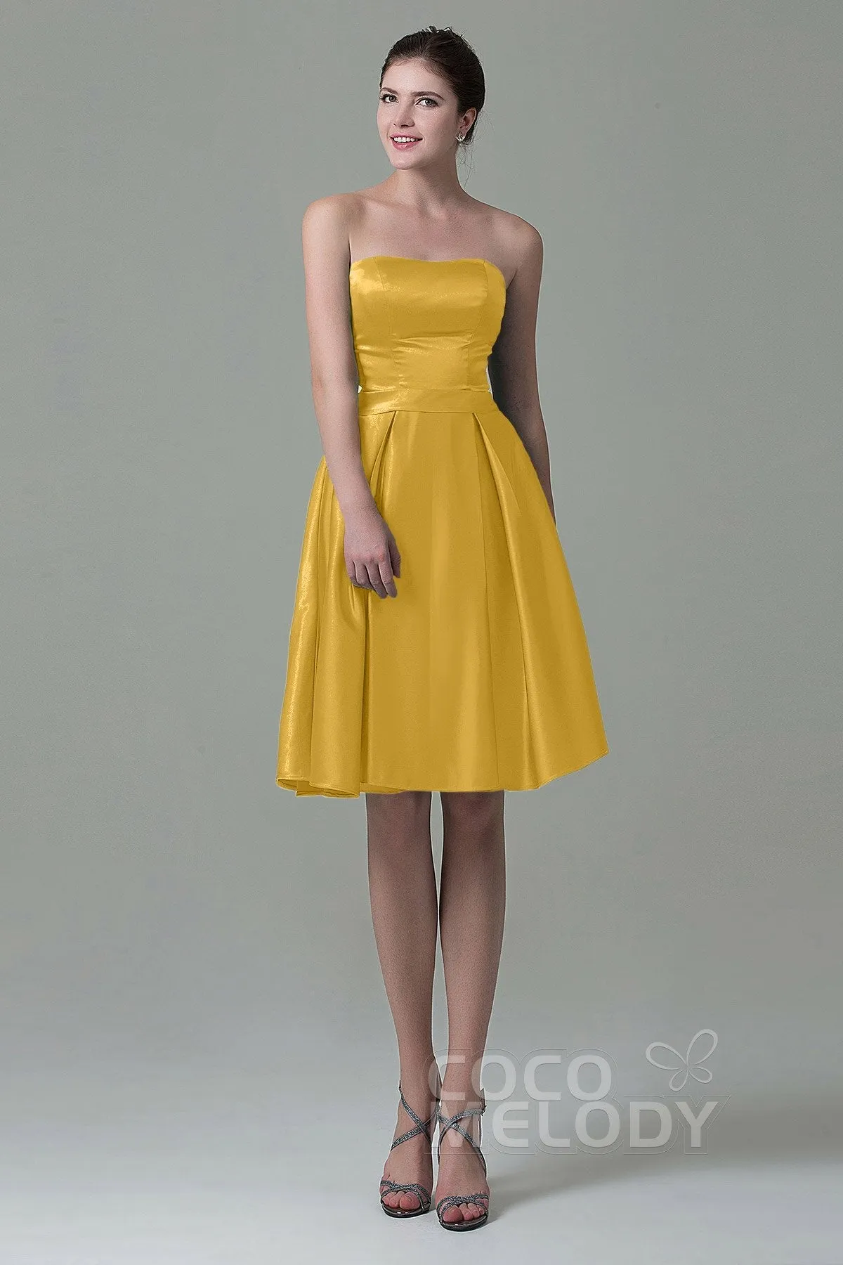 A-Line Knee Length Satin Bridesmaid Dress COZK1500A