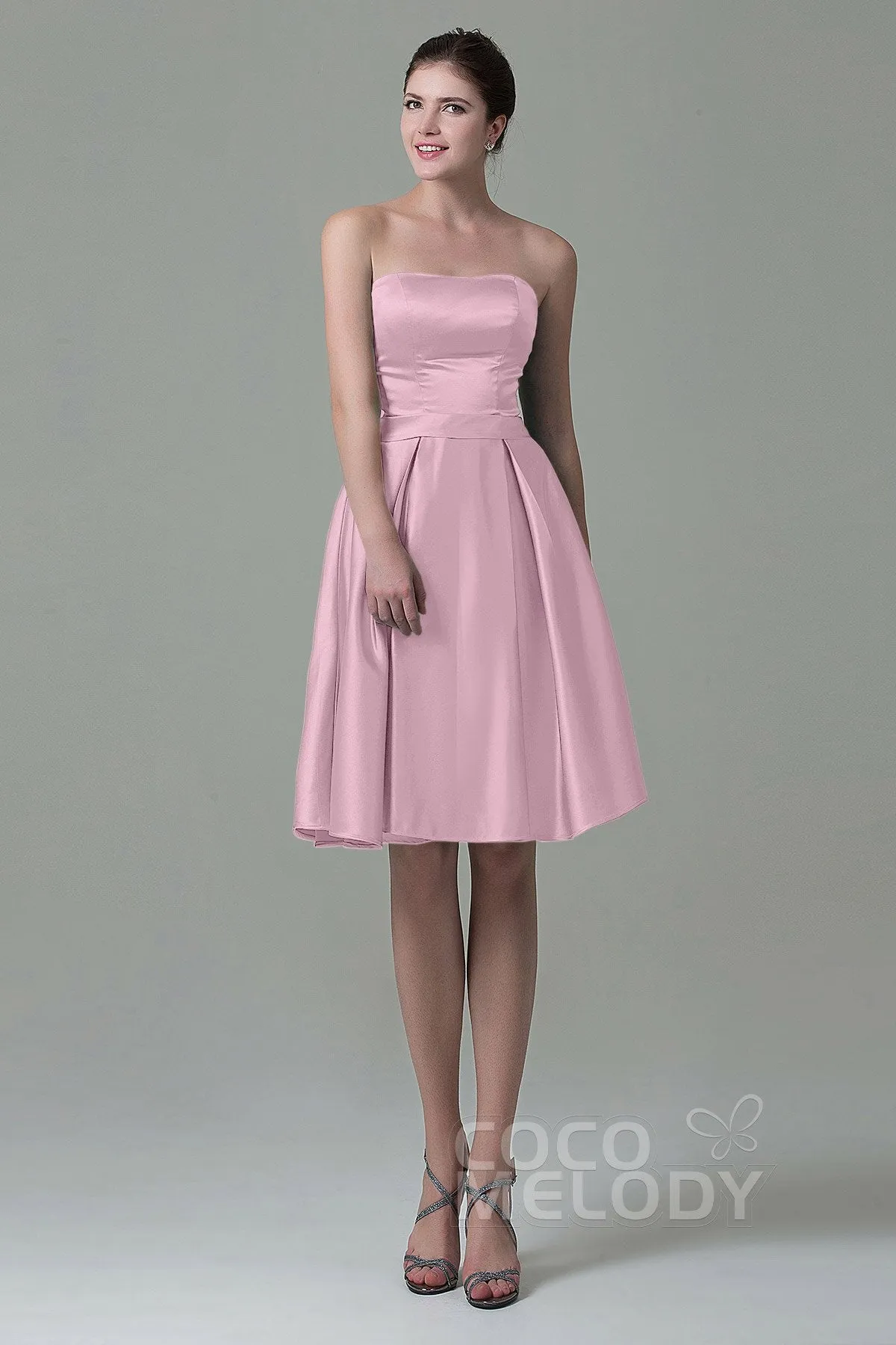 A-Line Knee Length Satin Bridesmaid Dress COZK1500A