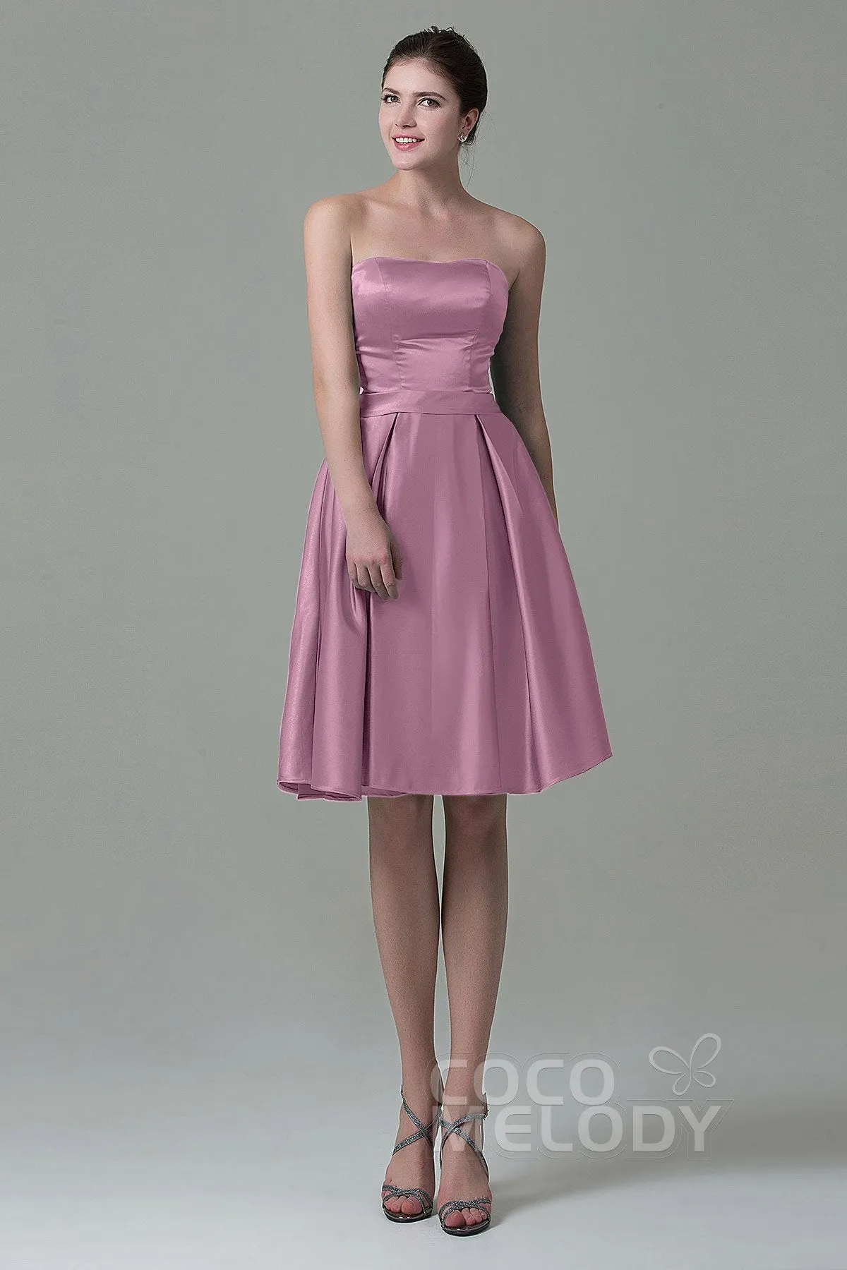 A-Line Knee Length Satin Bridesmaid Dress COZK1500A