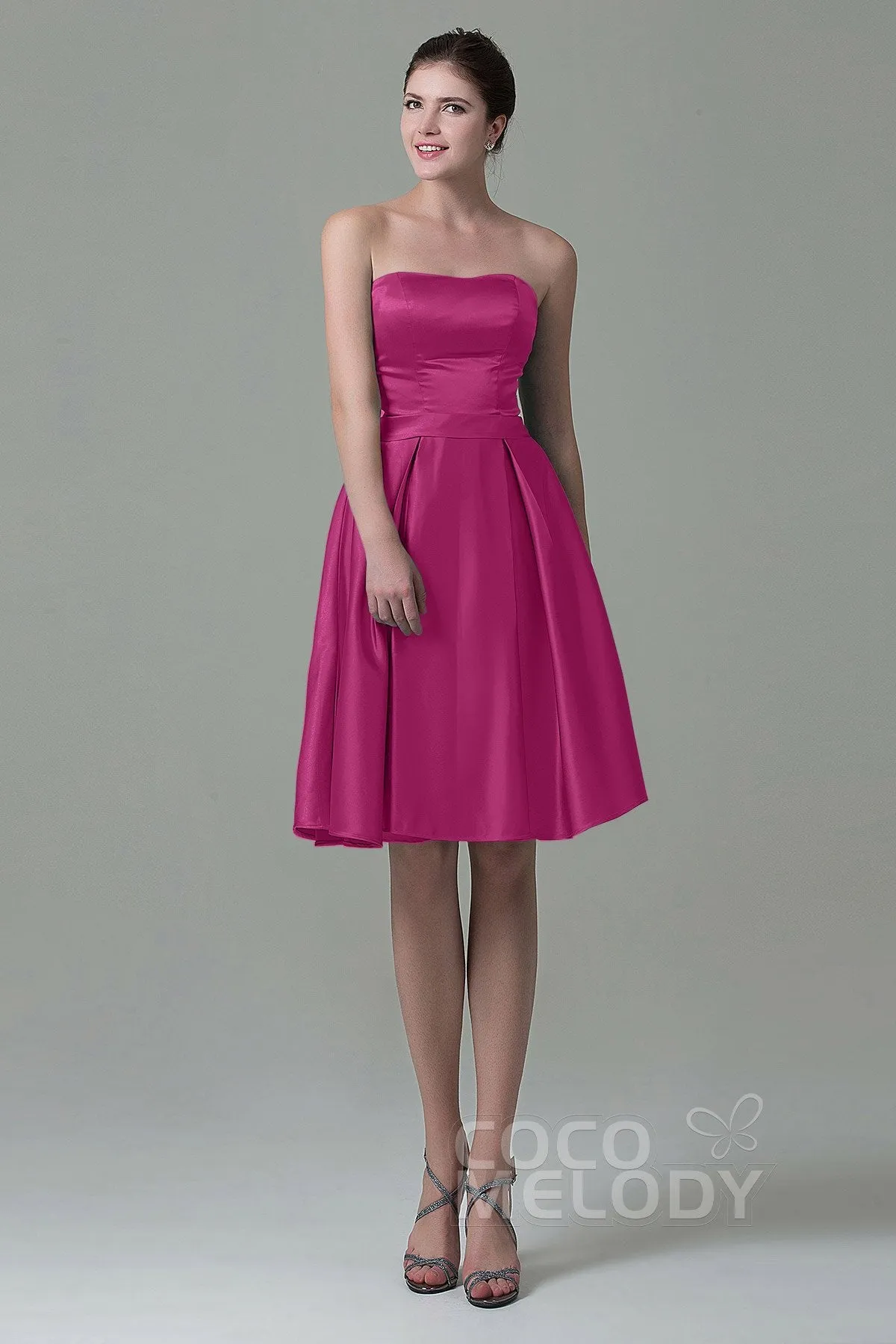 A-Line Knee Length Satin Bridesmaid Dress COZK1500A