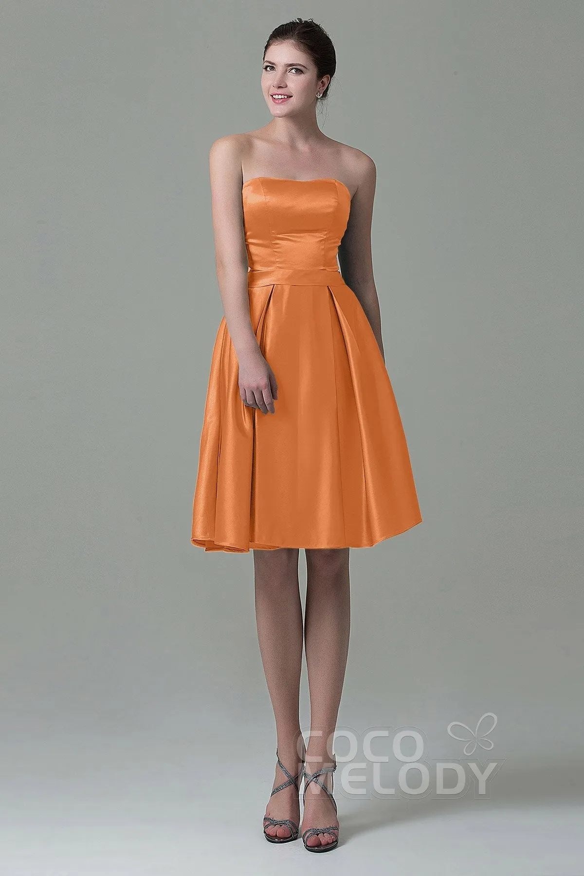A-Line Knee Length Satin Bridesmaid Dress COZK1500A