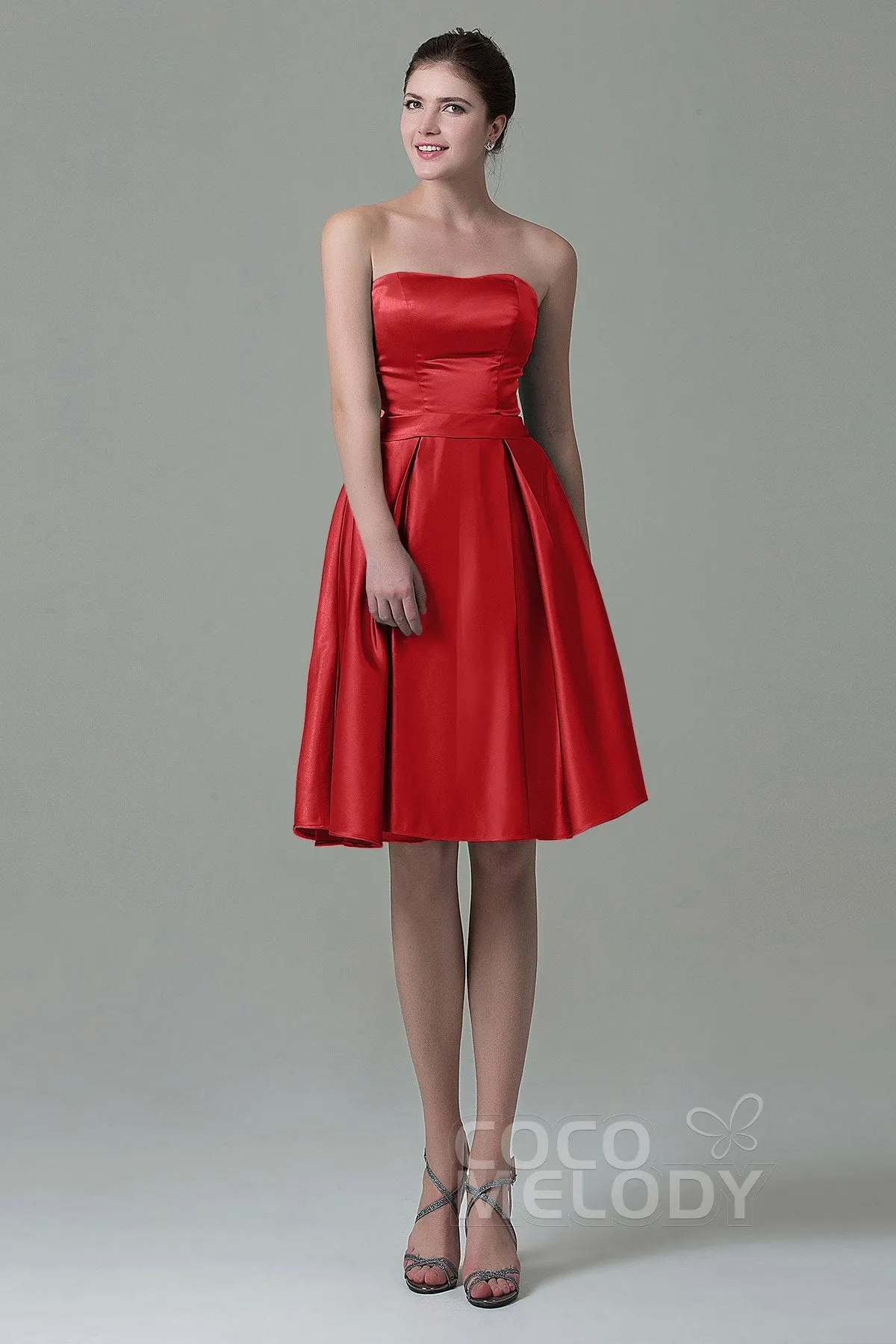 A-Line Knee Length Satin Bridesmaid Dress COZK1500A