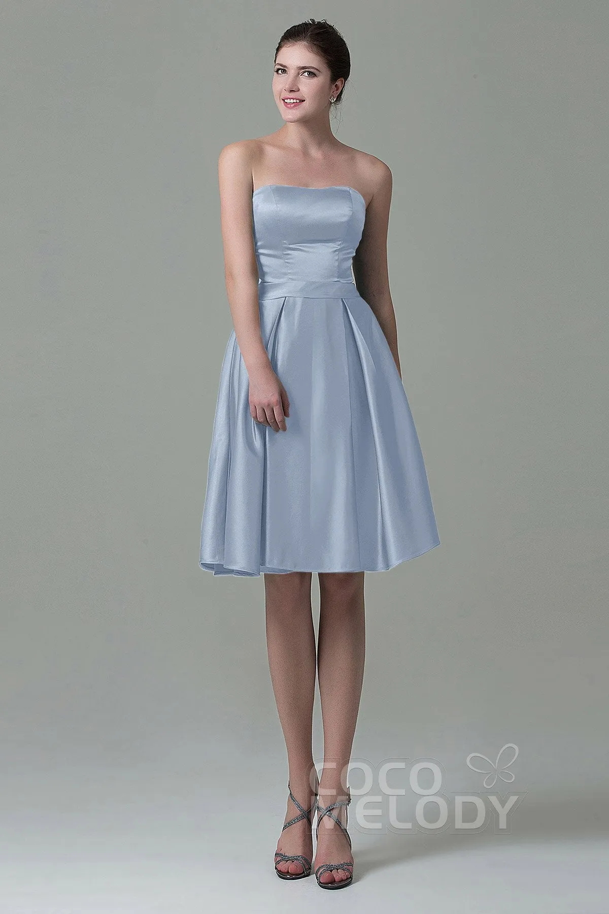 A-Line Knee Length Satin Bridesmaid Dress COZK1500A